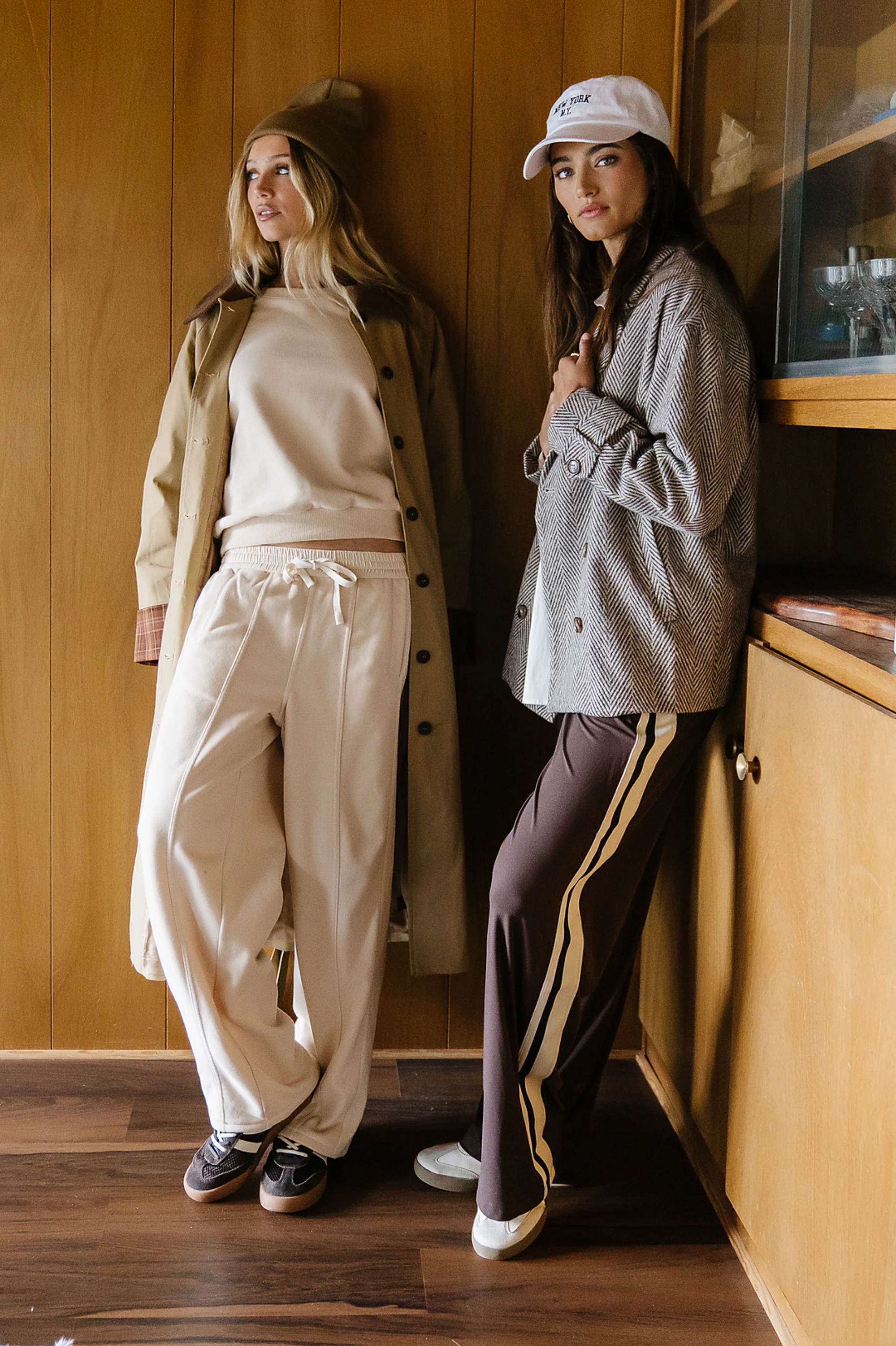 Malinda Mixed Media Baggy Pants in Cream - FINAL SALE - Image 2