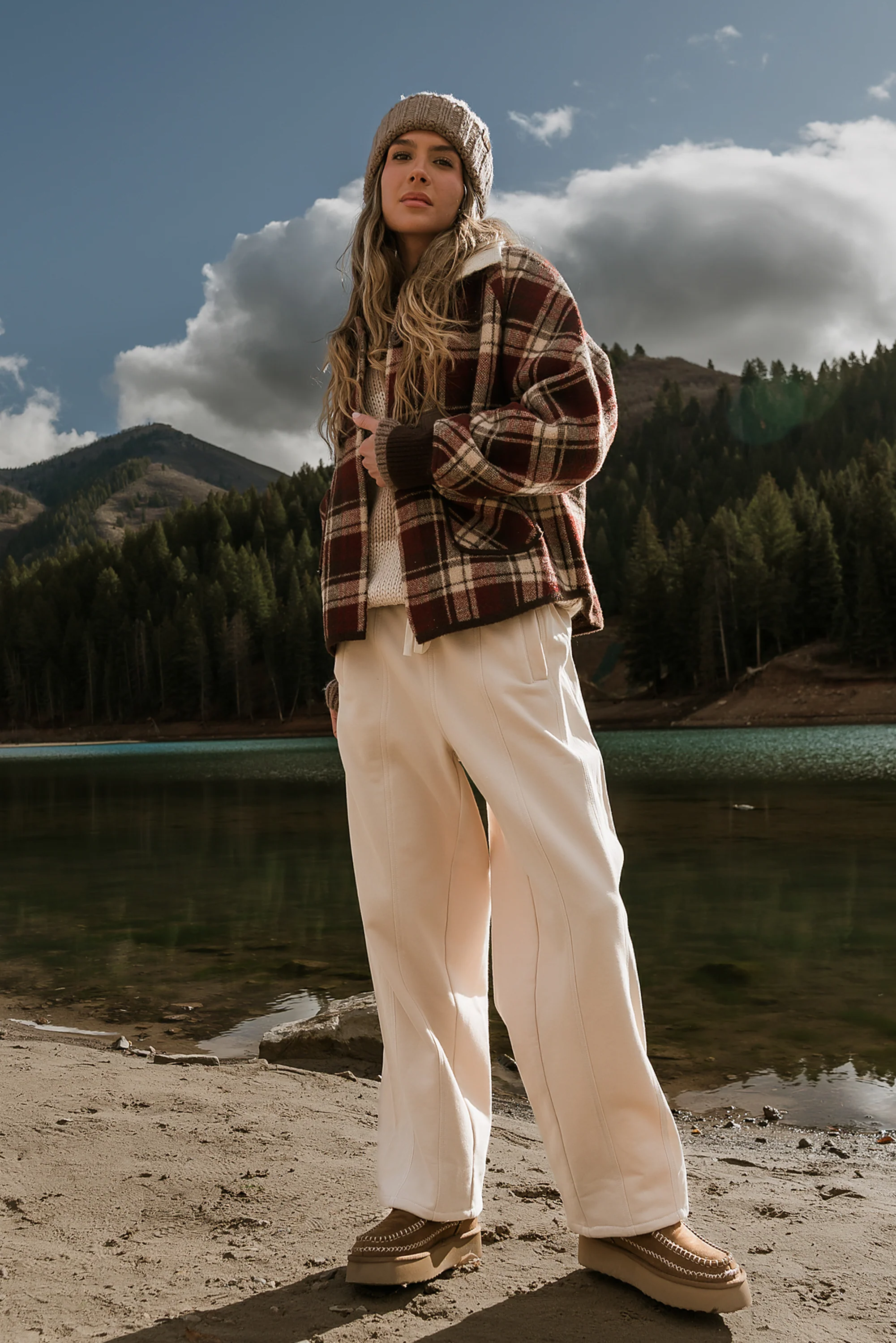 Malinda Mixed Media Baggy Pants in Cream - FINAL SALE - Image 5