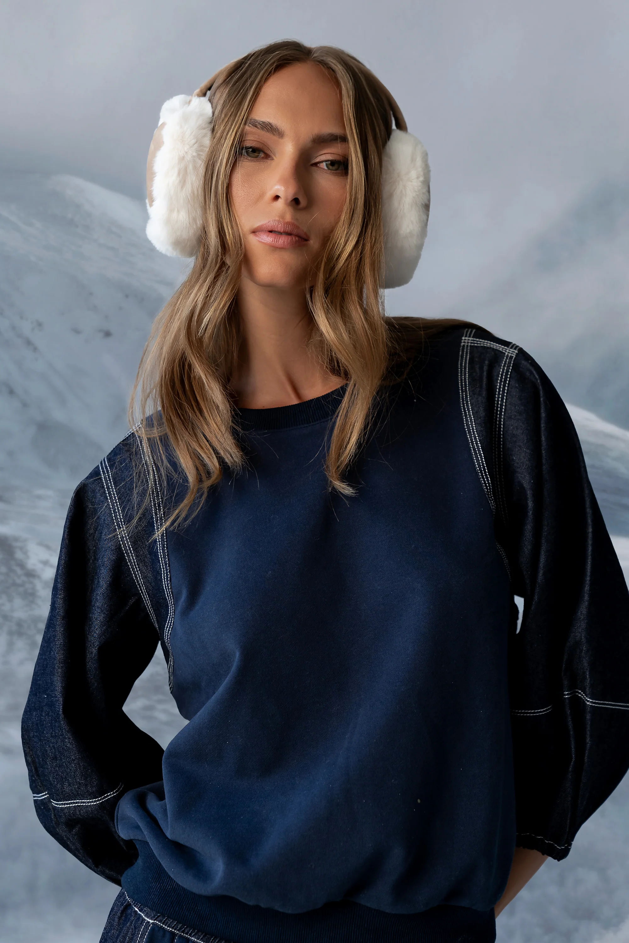 Malinda Mixed Media Top in Dark Wash - FINAL SALE - Image 5