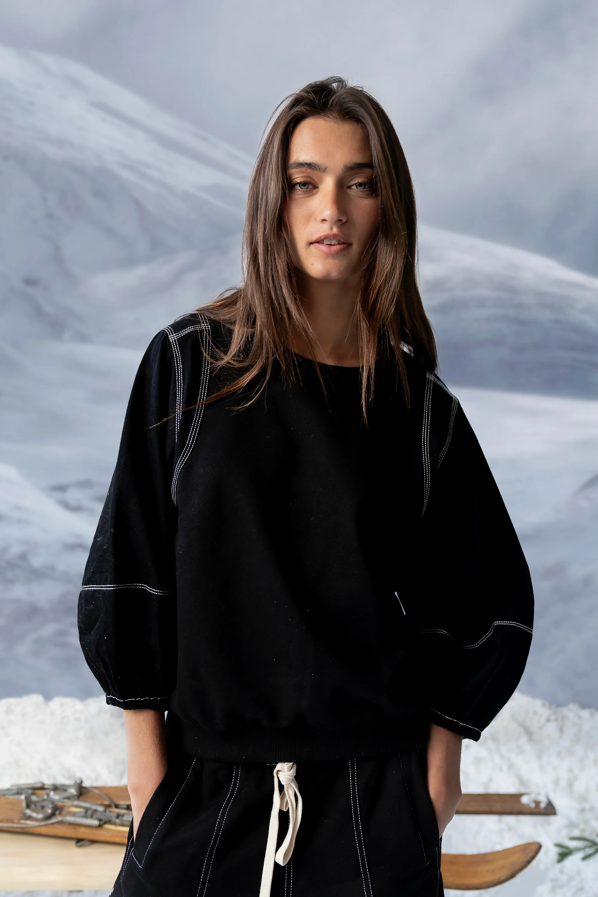 Malinda Mixed Media Top in Black - FINAL SALE - Image 5