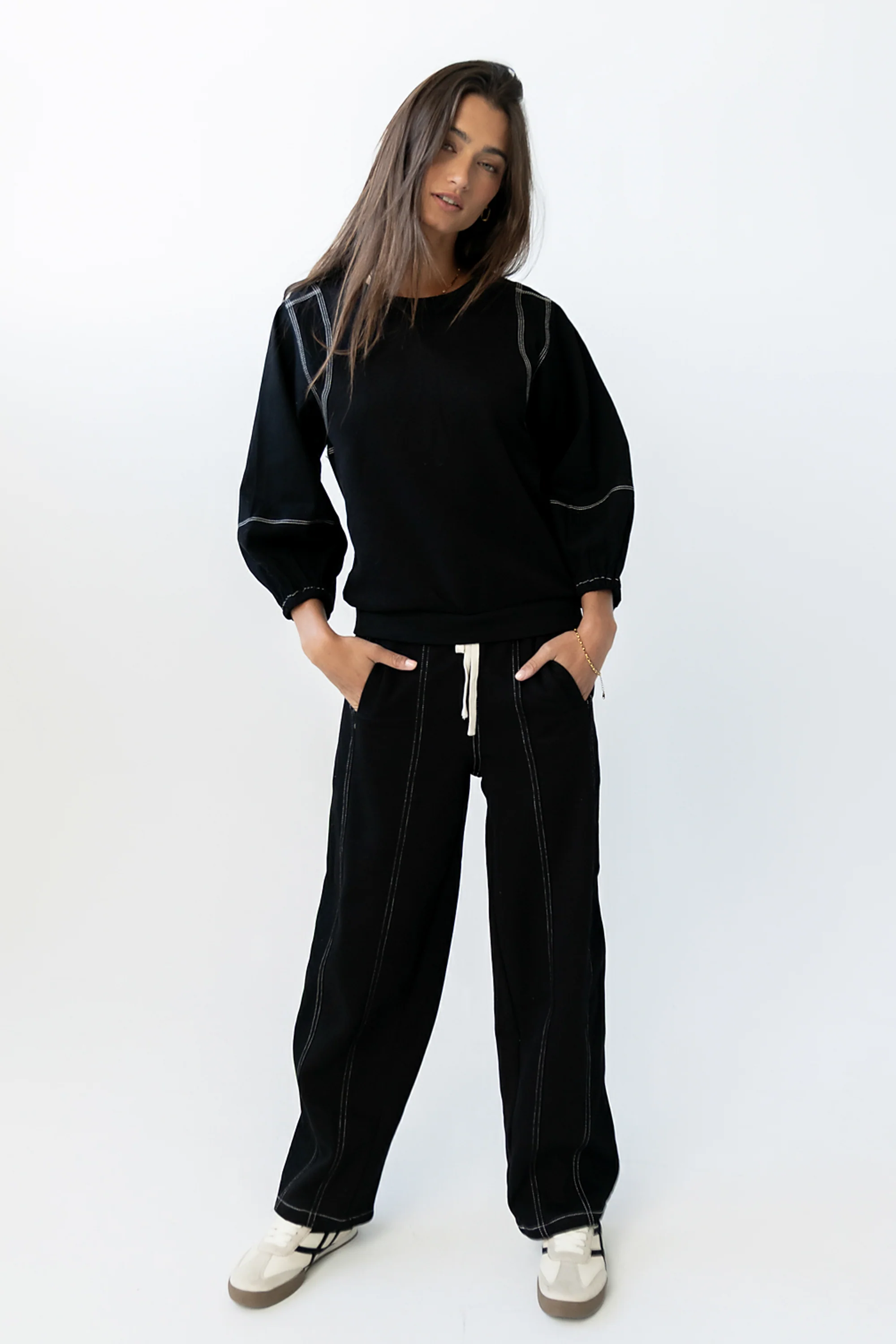 Malinda Mixed Media Top in Black - FINAL SALE - Image 6