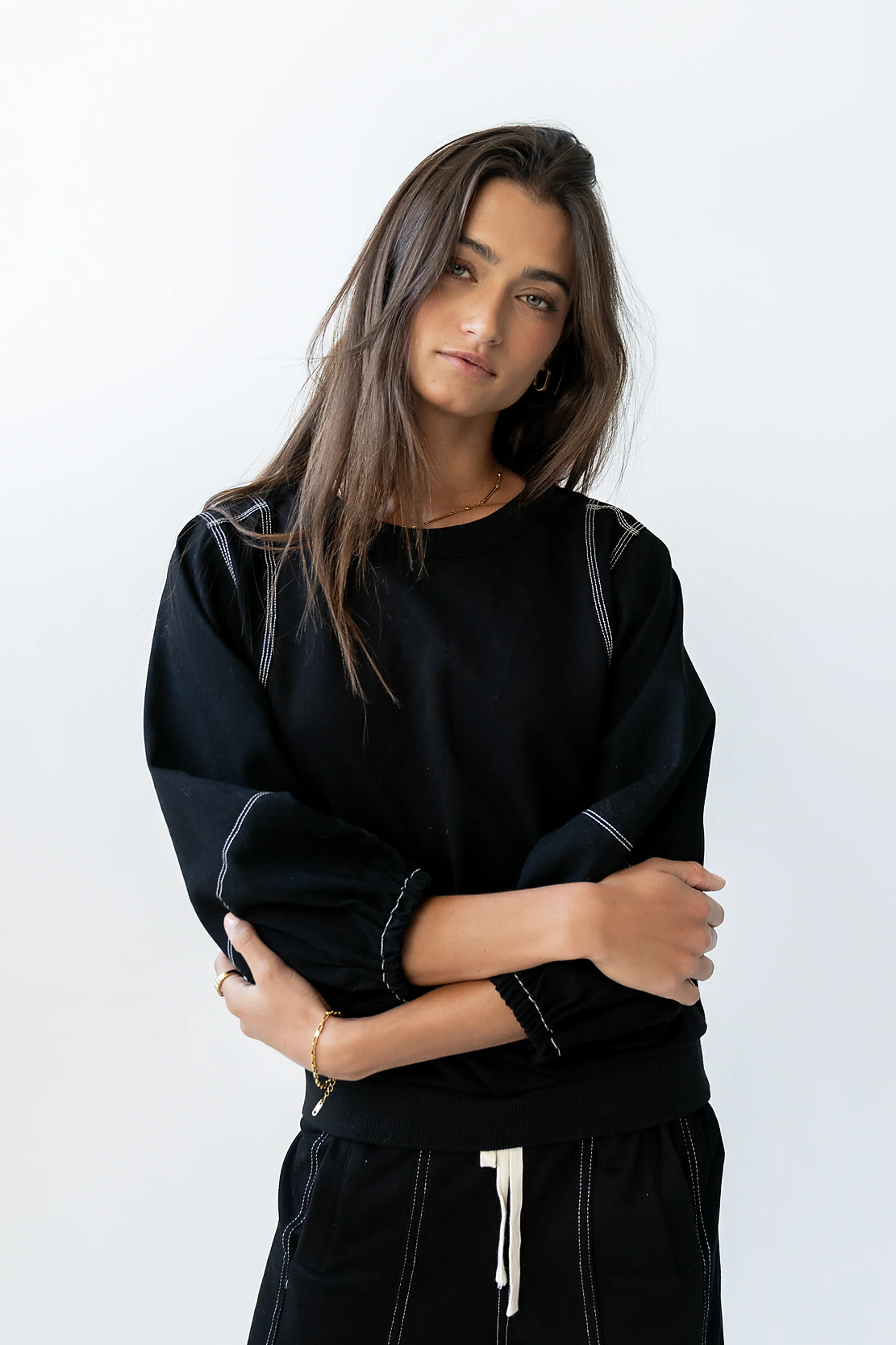 Malinda Mixed Media Top in Black - FINAL SALE - Image 7