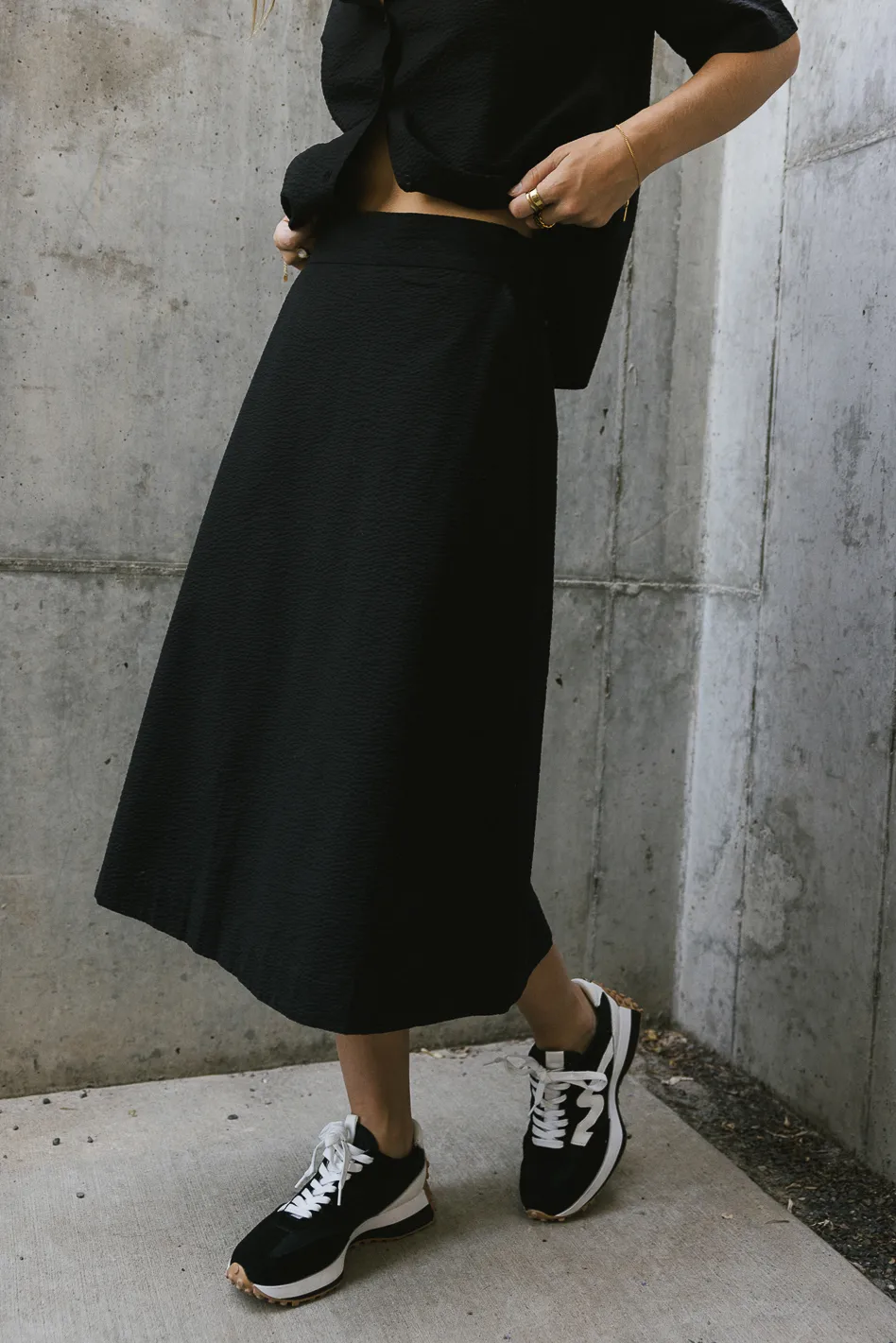 Mallory Textured Skirt in Black - FINAL SALE - Image 4