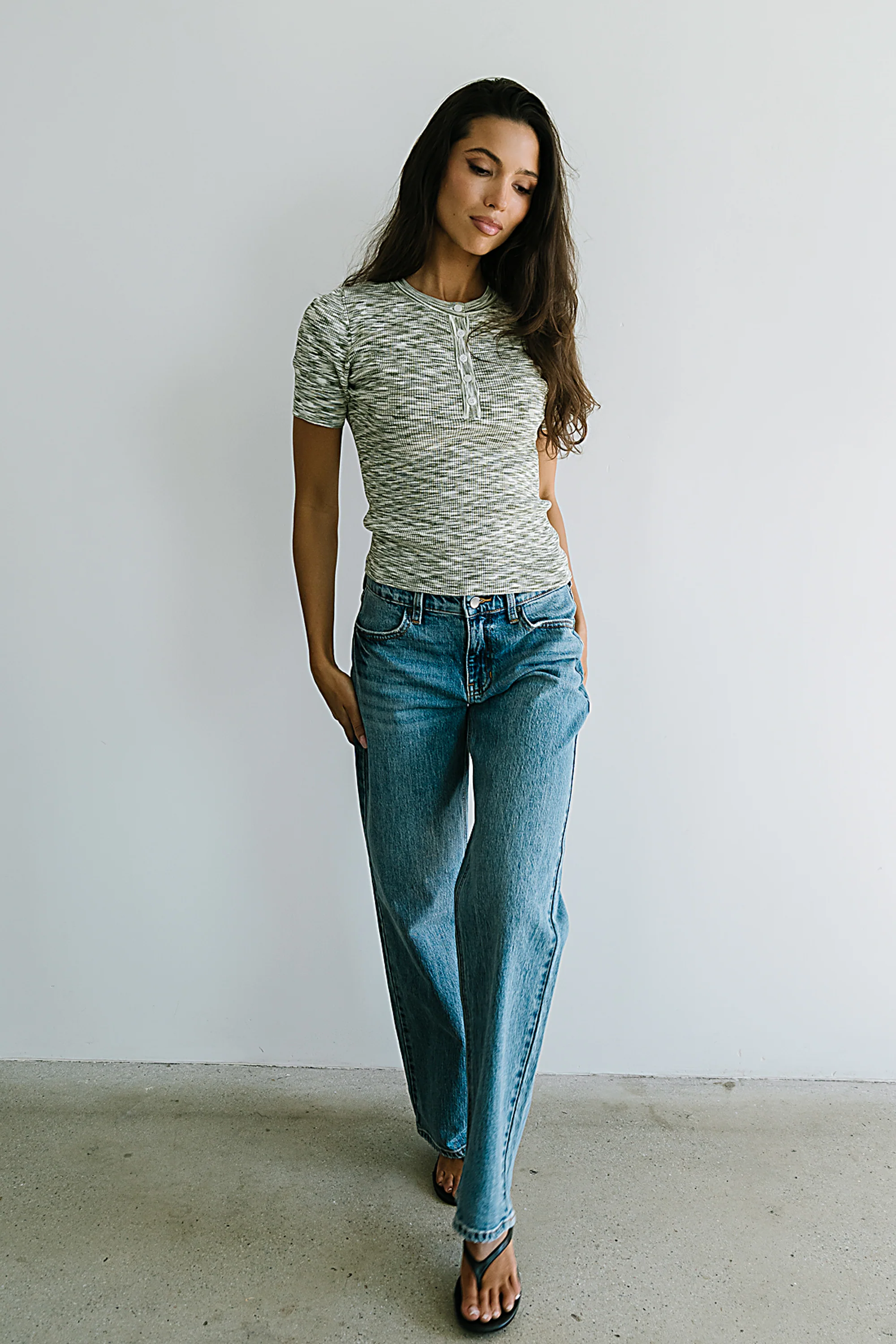 Mannie Heathered Sweater in Olive - FINAL SALE - Image 6