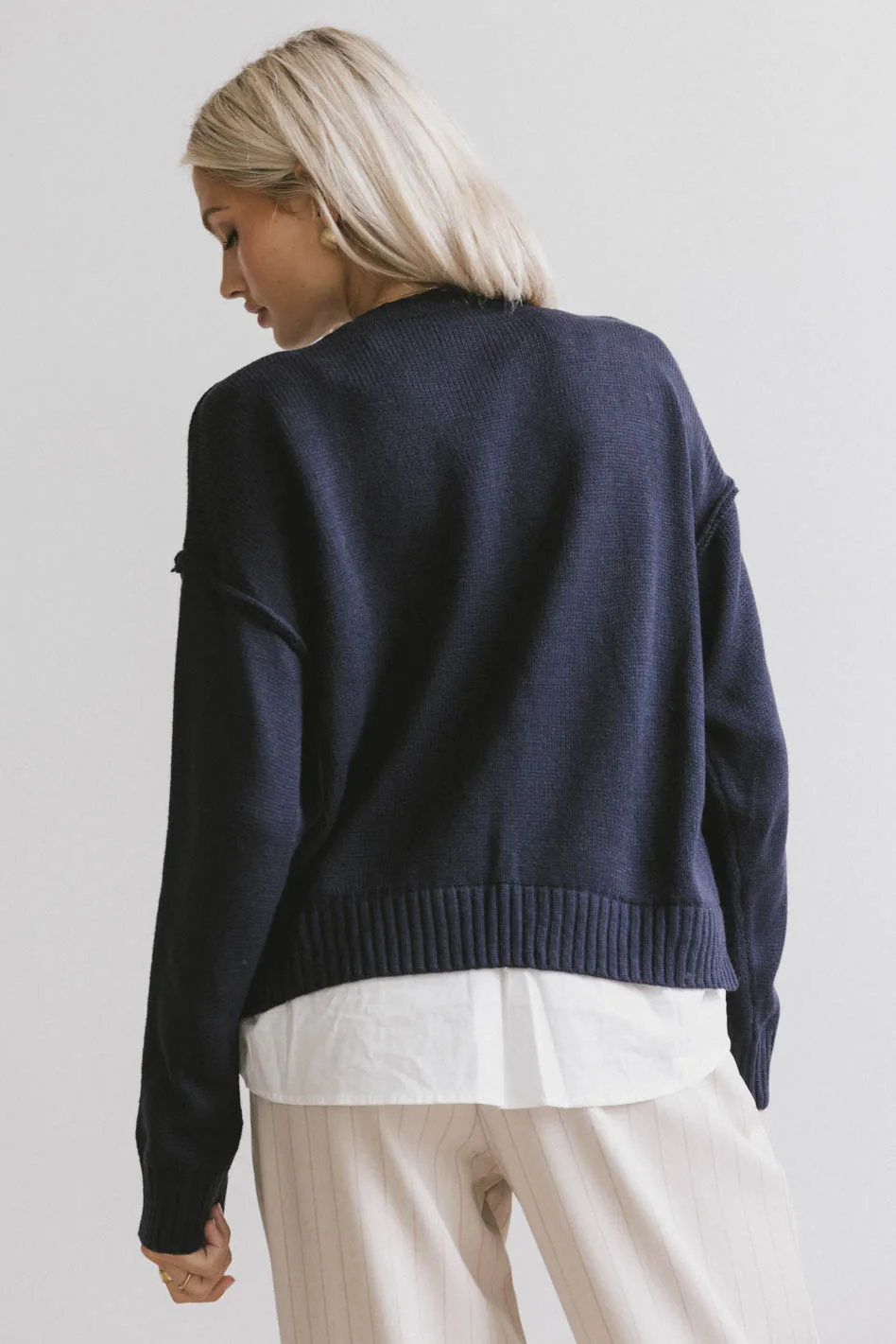 Marcel Knit Sweater in Navy - FINAL SALE - Image 2