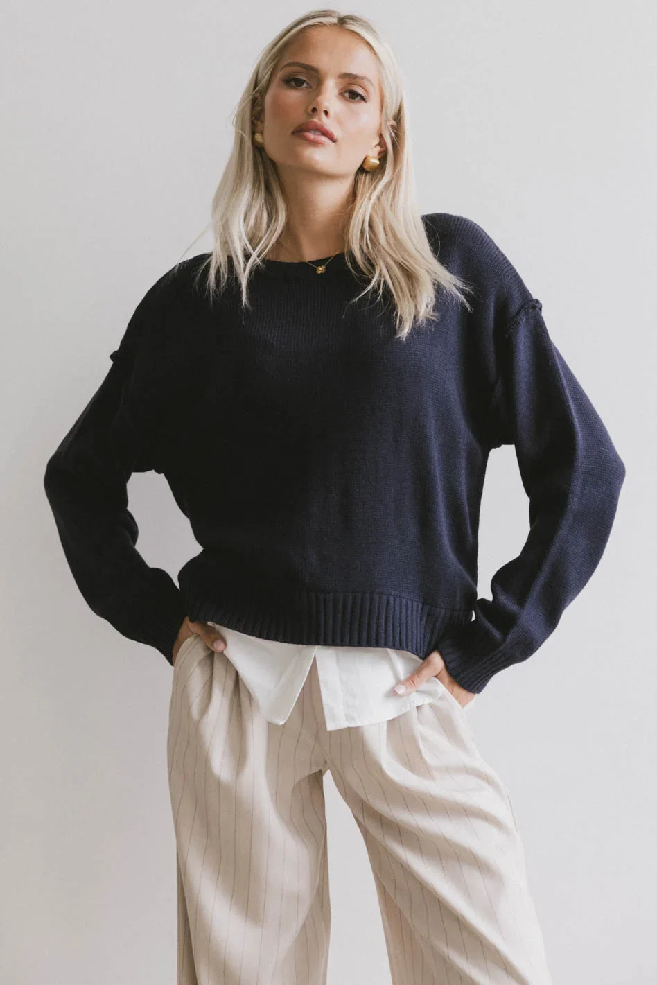 Marcel Knit Sweater in Navy - FINAL SALE - Image 3