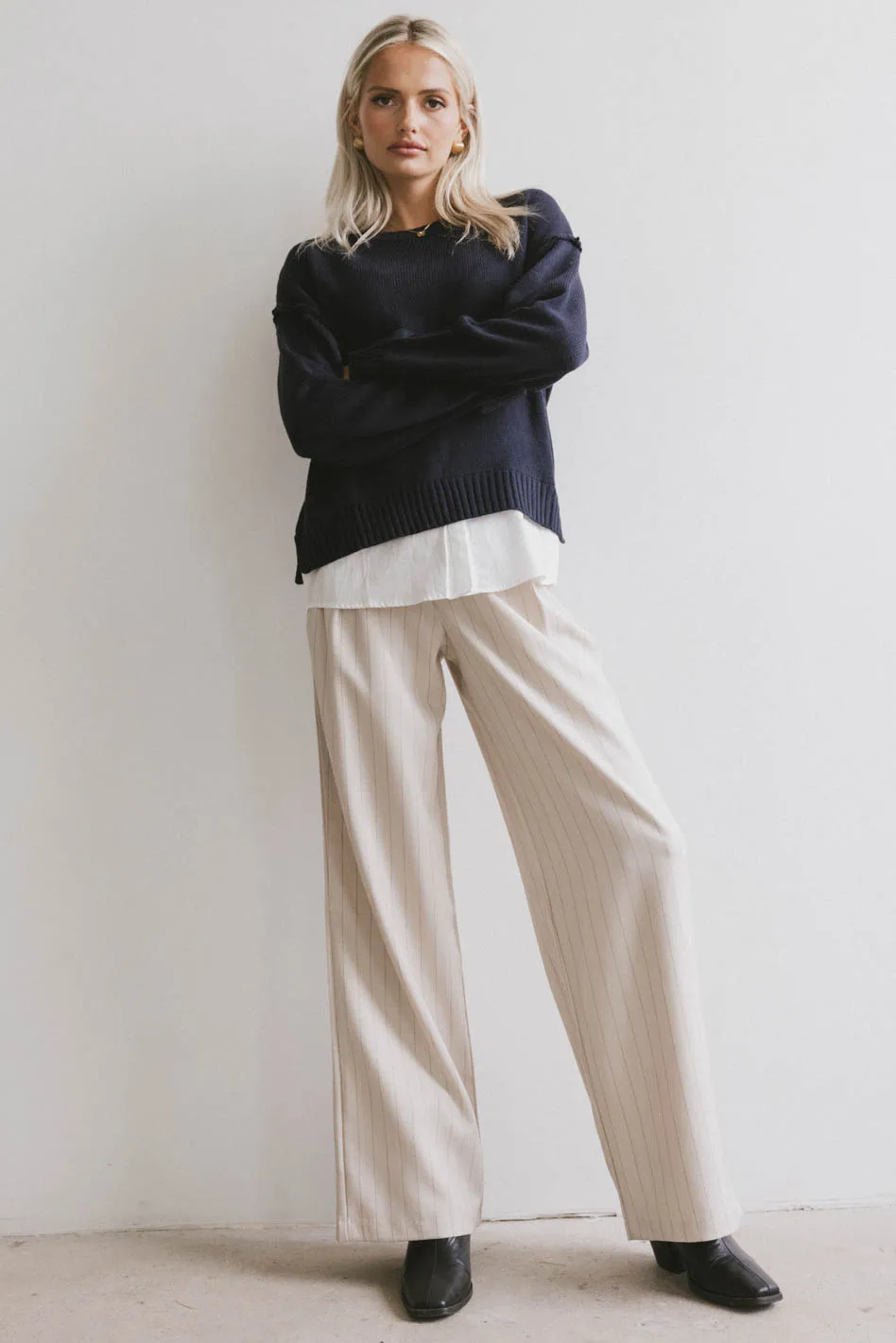 Marcel Knit Sweater in Navy - FINAL SALE - Image 4
