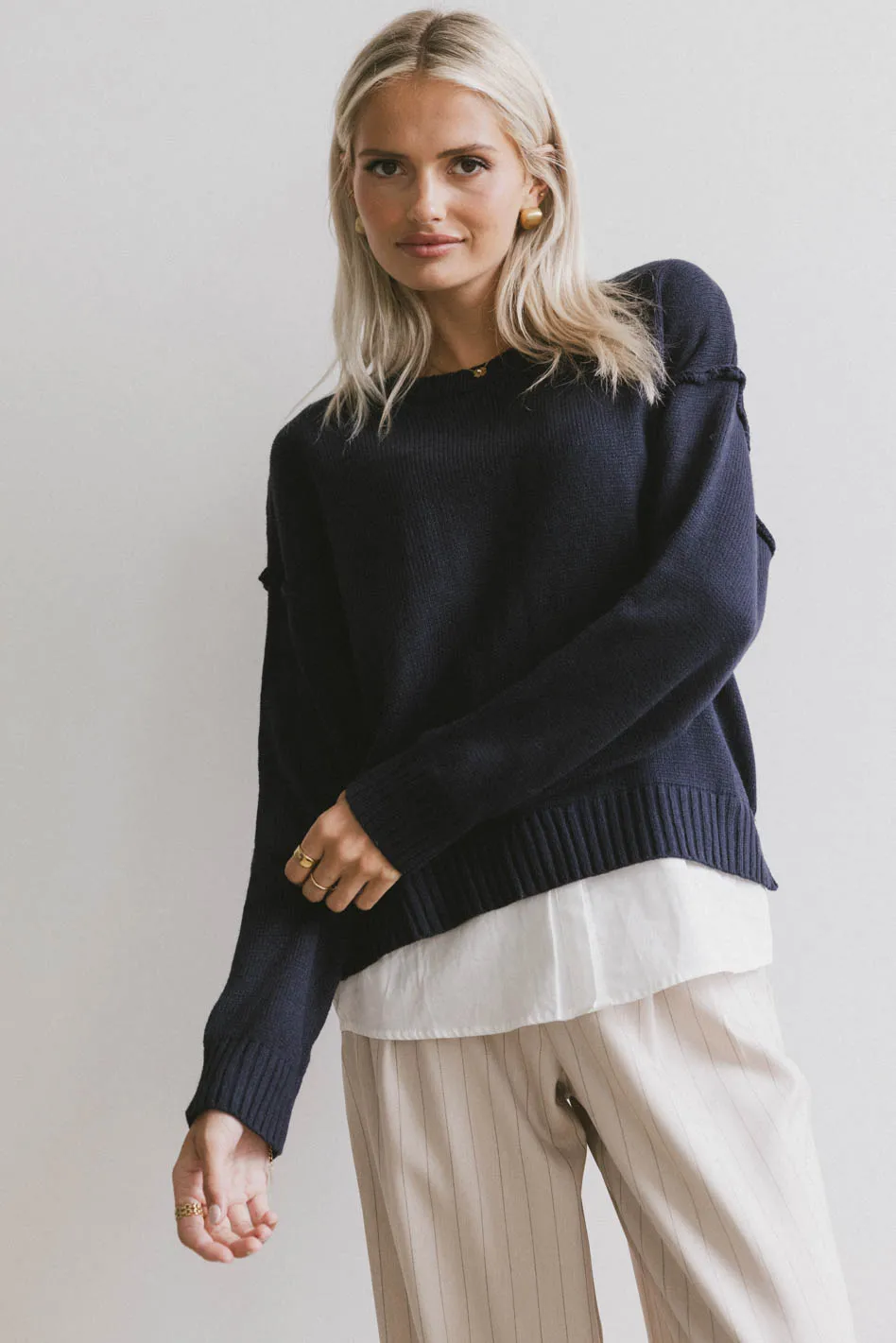 Marcel Knit Sweater in Navy - FINAL SALE - Image 5