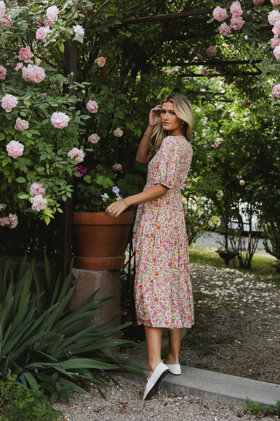 Marcia Floral Dress in Peach - Image 5