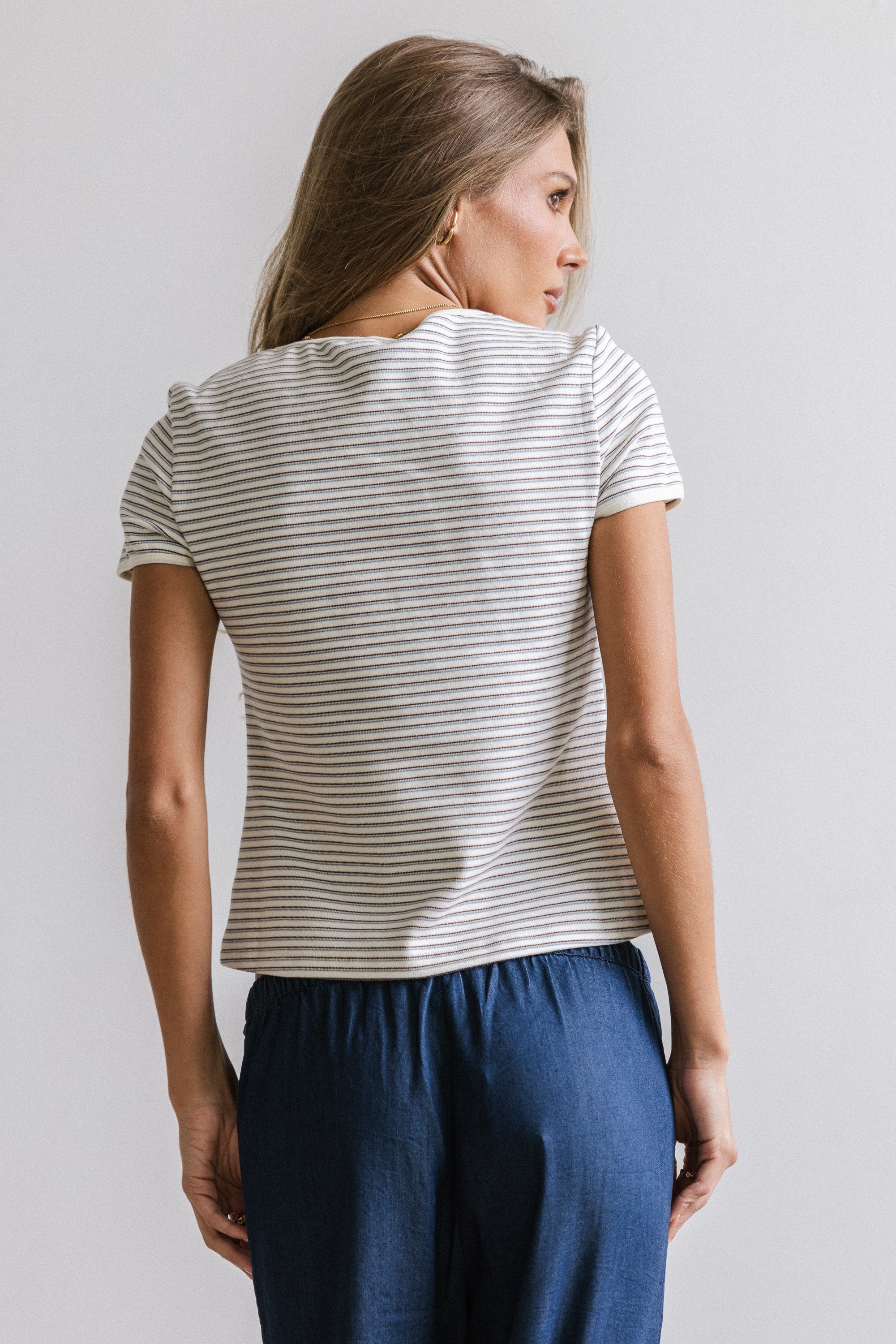 Marcie Striped Tee in Blue - FINAL SALE - Image 3