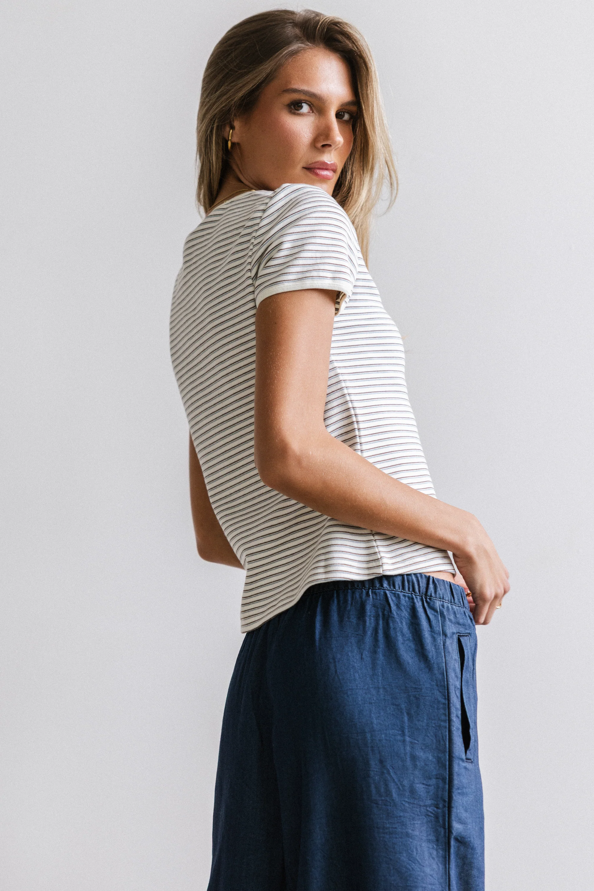 Marcie Striped Tee in Blue - FINAL SALE - Image 4