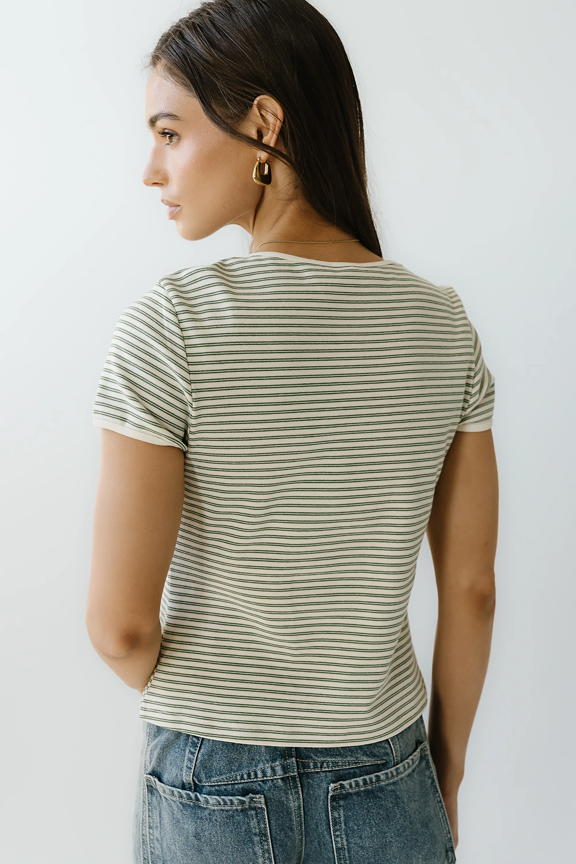 Marcie Striped Tee in Green - FINAL SALE - Image 3