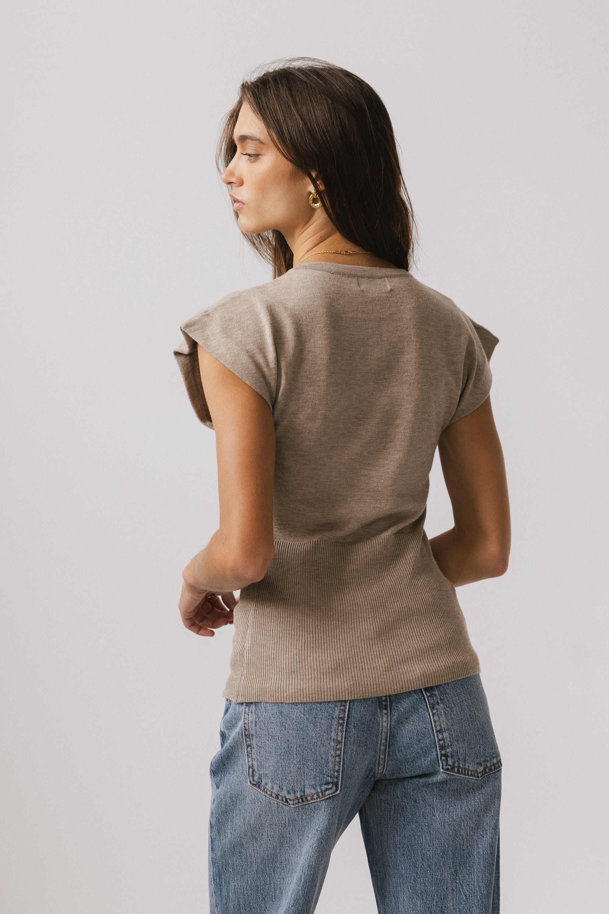Marco Knit Top in Taupe - Image 2