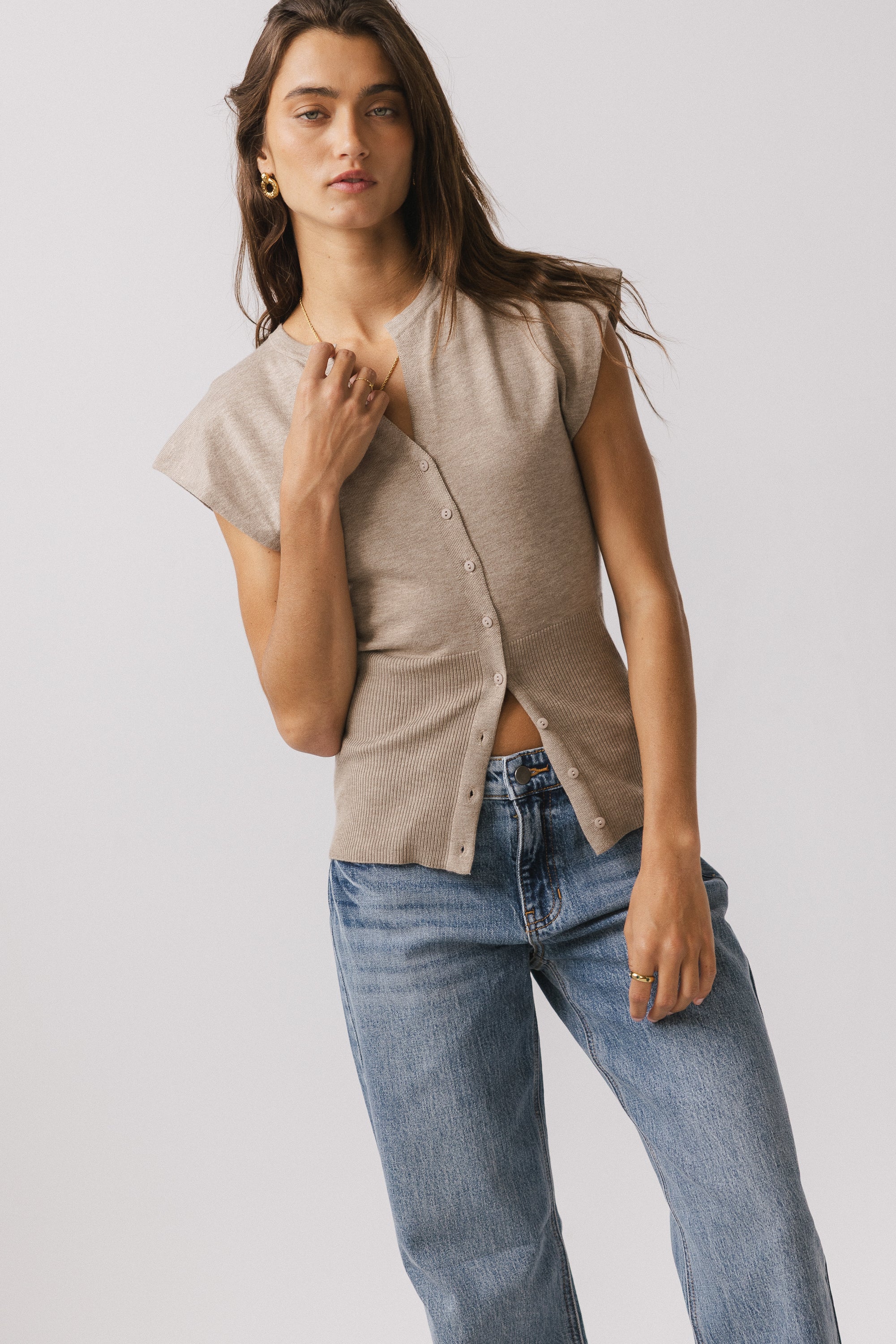 Marco Knit Top in Taupe - Image 6