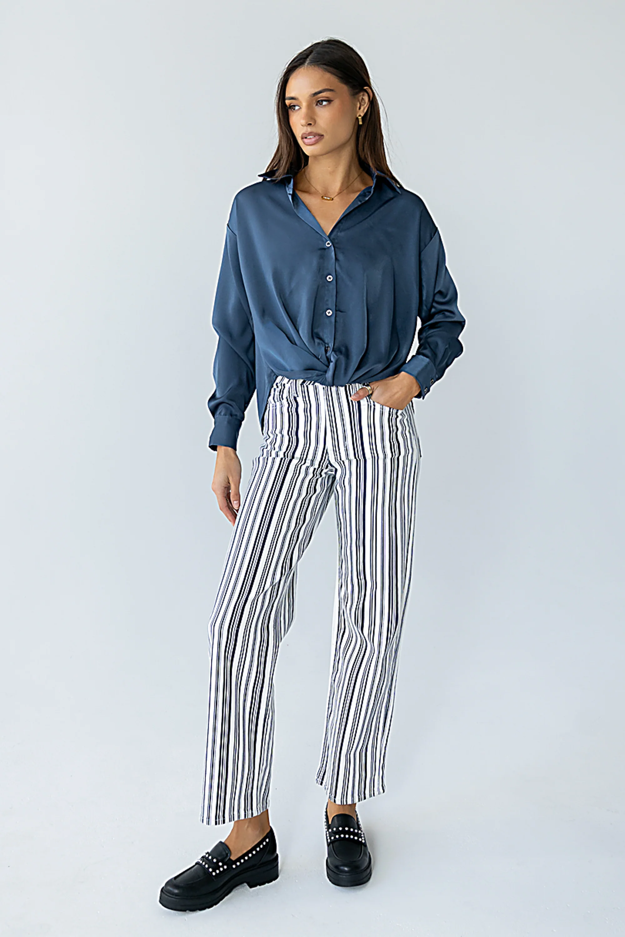 Margaret Twist Button Up in Blue - FINAL SALE - Image 3