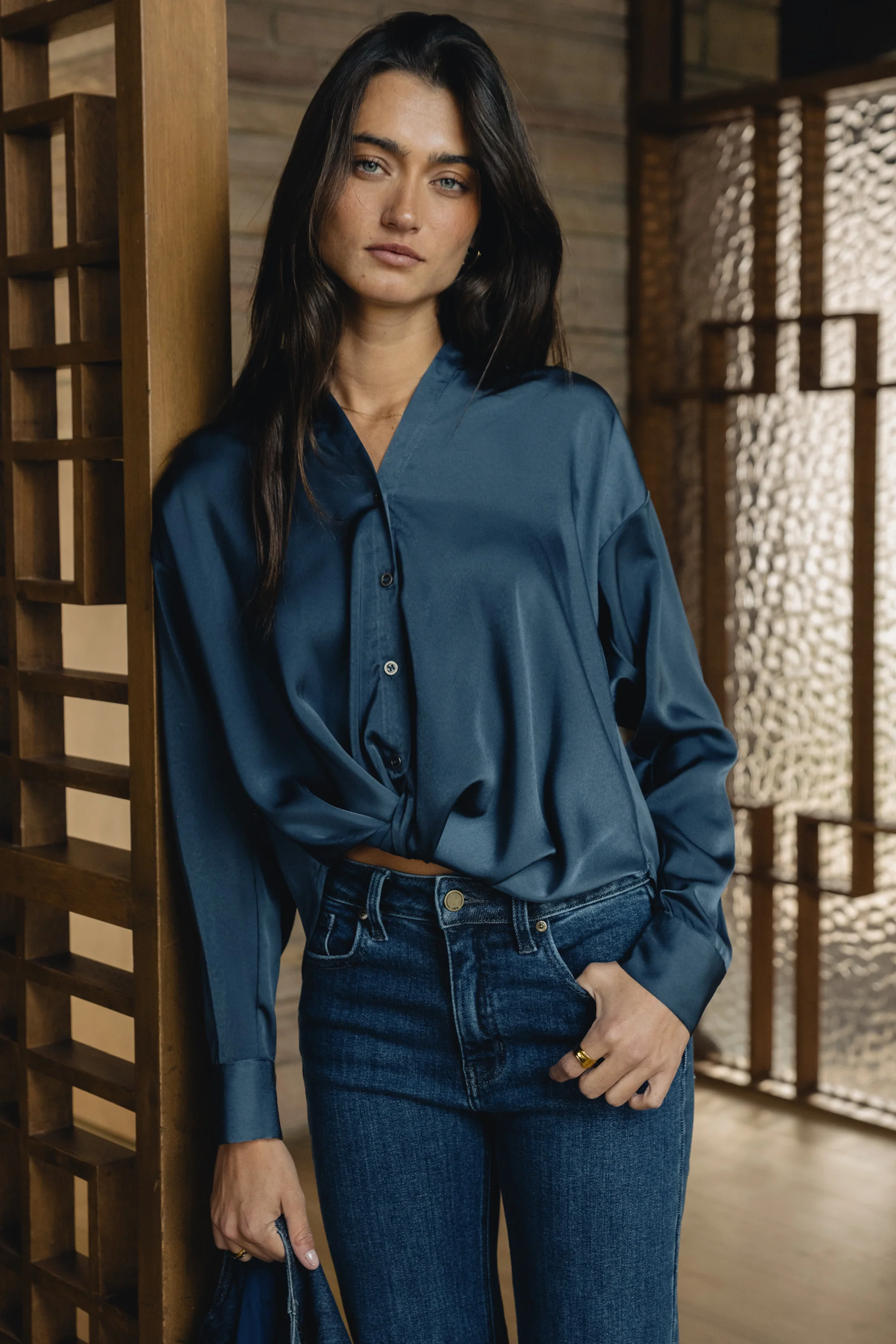 Margaret Twist Button Up in Blue - FINAL SALE - Image 7