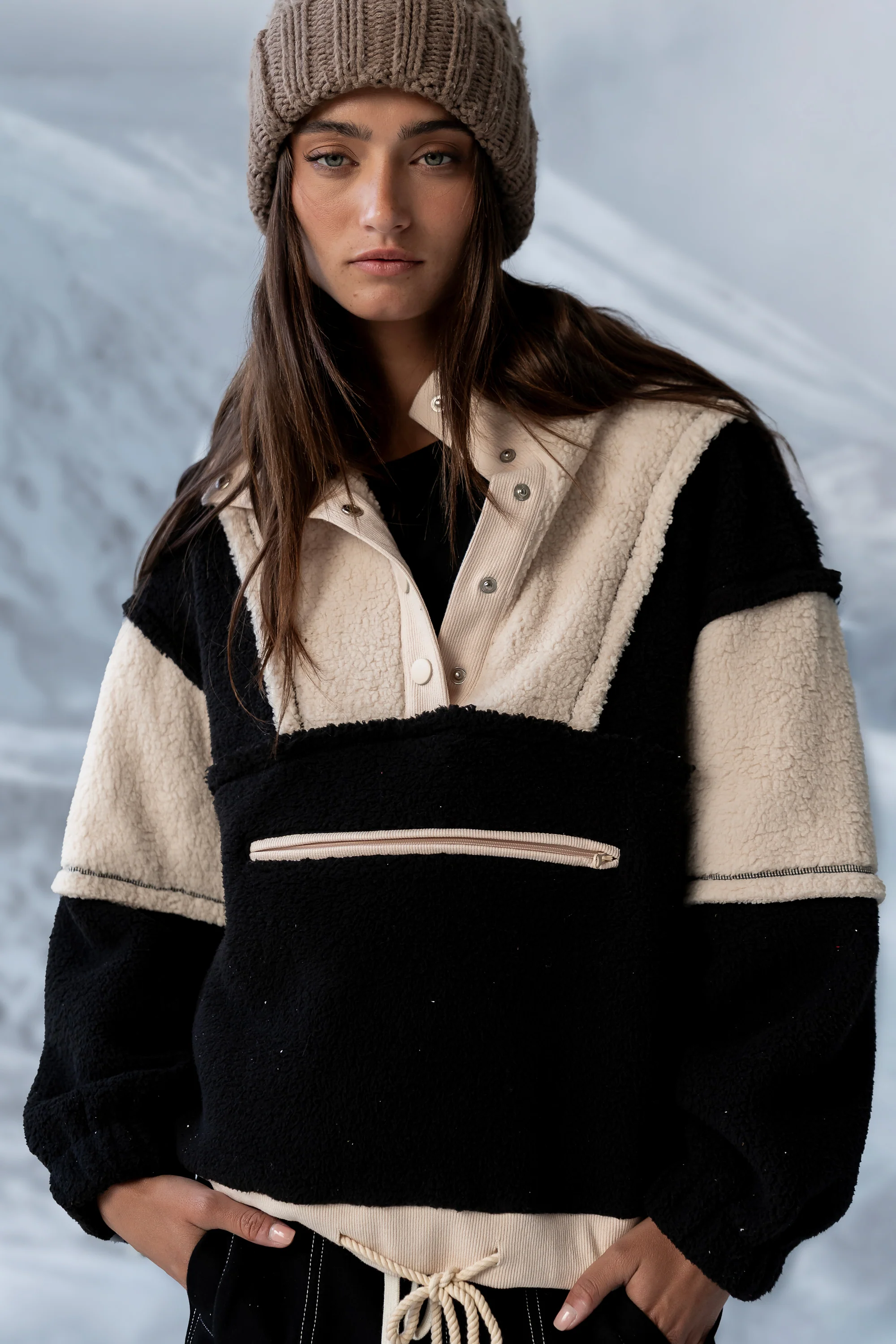 Maria Oversized Sherpa Jacket in Cream - FINAL SALE - Image 2