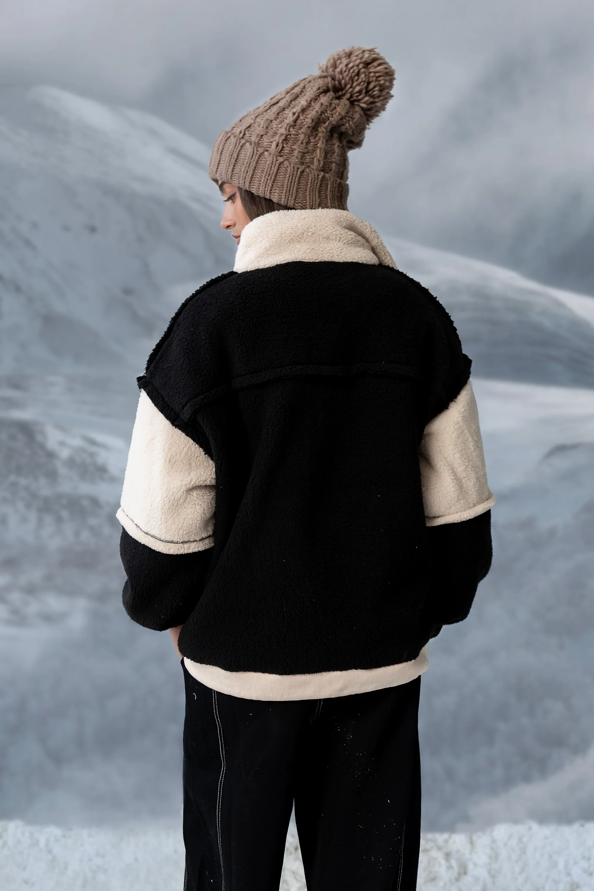 Maria Oversized Sherpa Jacket in Cream - FINAL SALE - Image 3