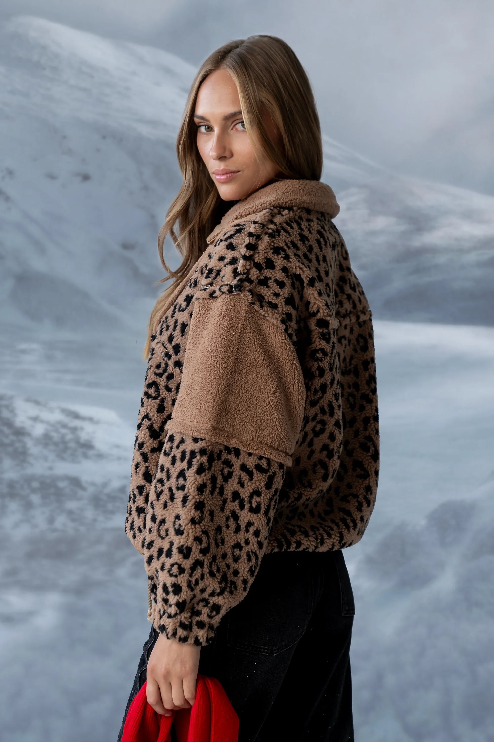 Maria Oversized Sherpa Jacket in Leopard - FINAL SALE - Image 7