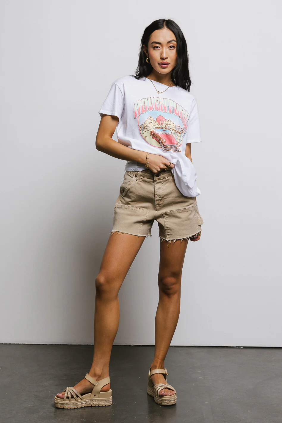 Maria Utility Denim Shorts in Tan - FINAL SALE - Image 7