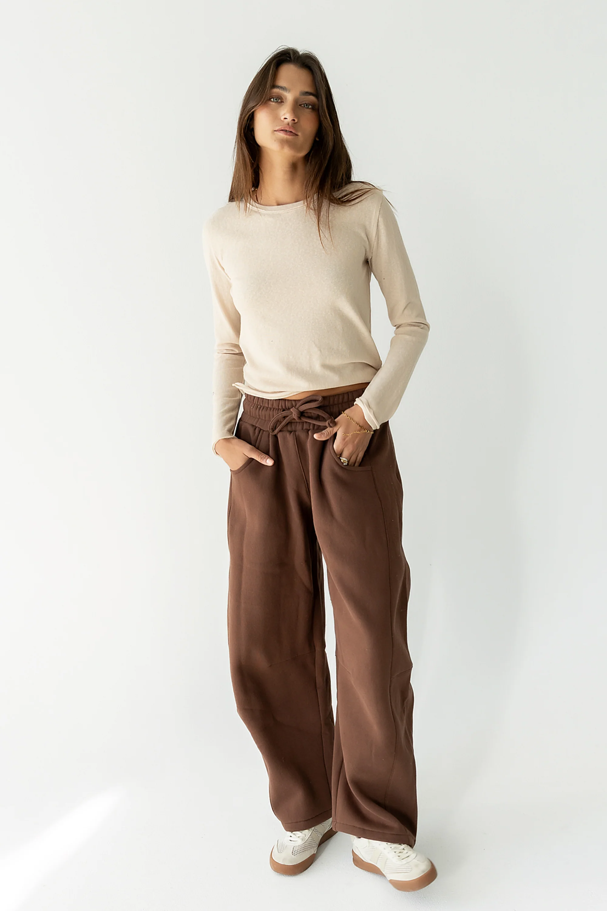 Maribel Barrel Sweatpants in Brown - FINAL SALE - Image 2