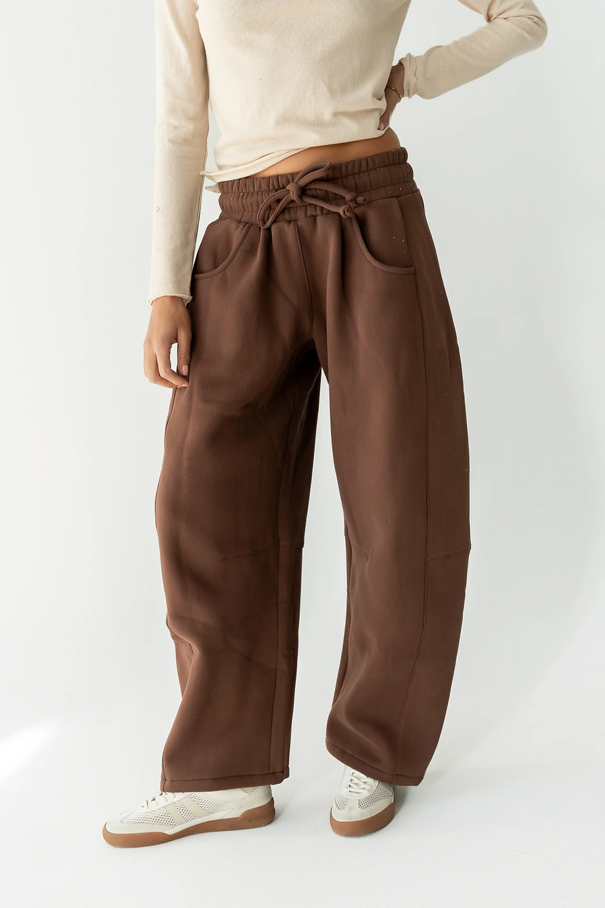 Maribel Barrel Sweatpants in Brown - FINAL SALE - Image 3