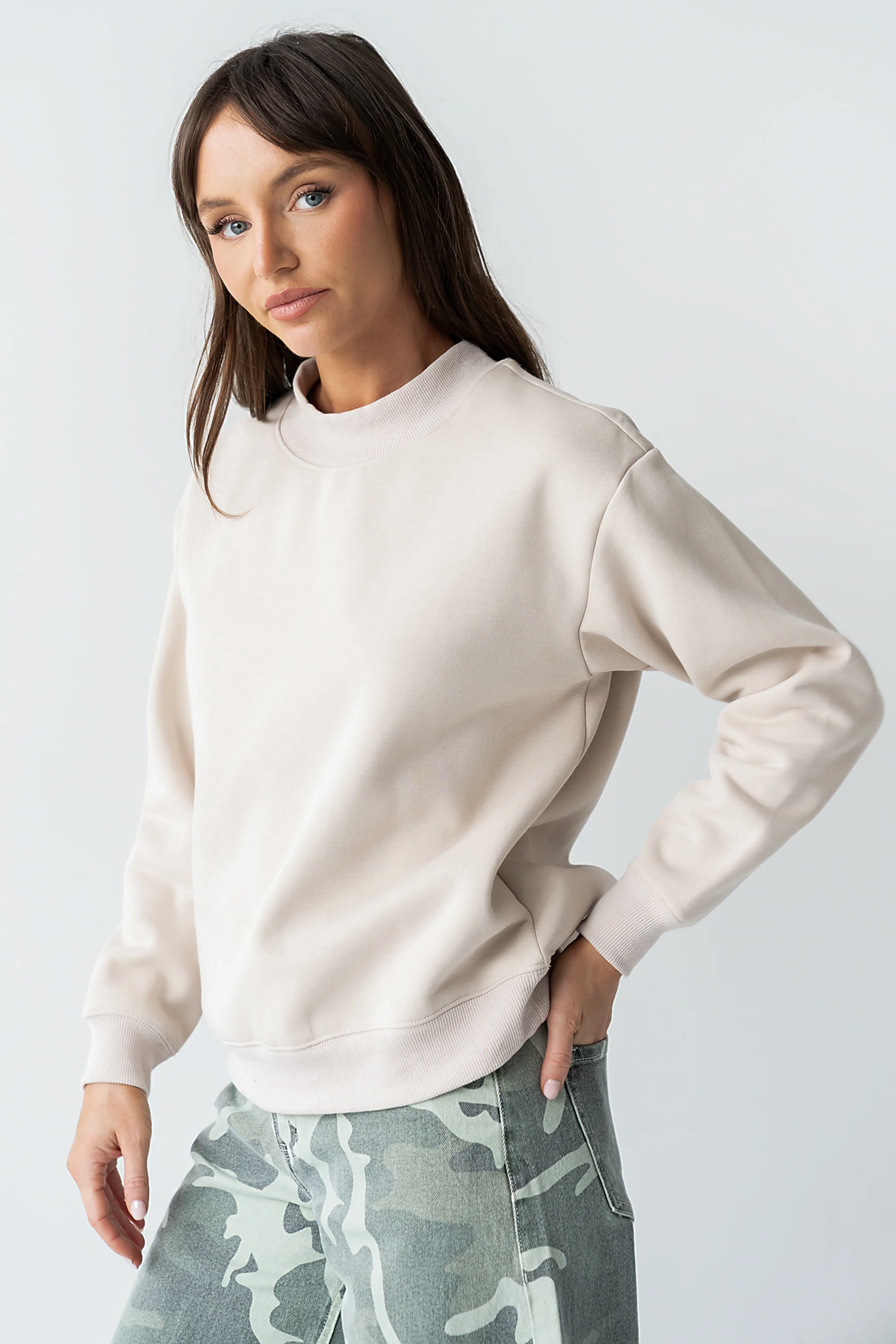 Marie Oversized Sweatshirt in Beige - FINAL SALE - Image 2