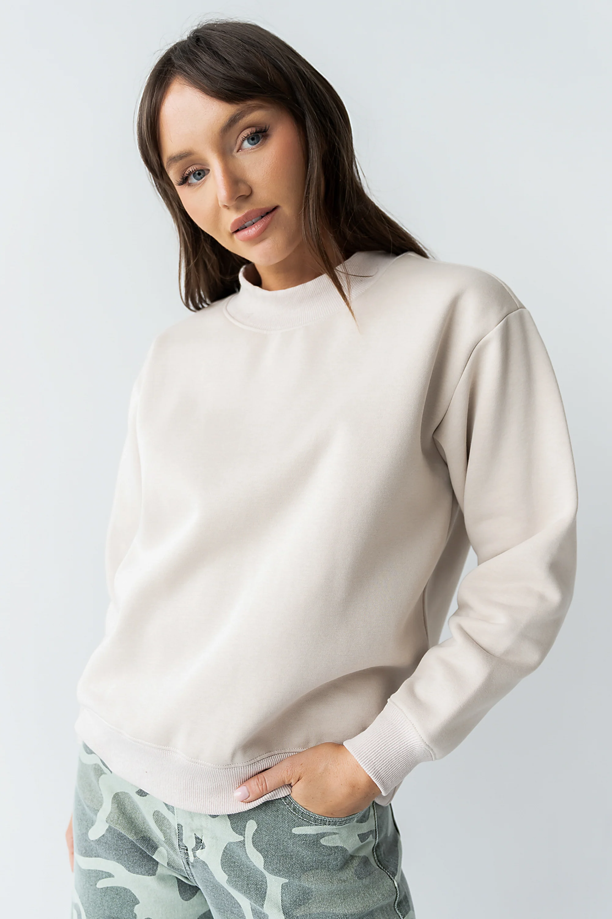 Marie Oversized Sweatshirt in Beige - FINAL SALE - Image 4