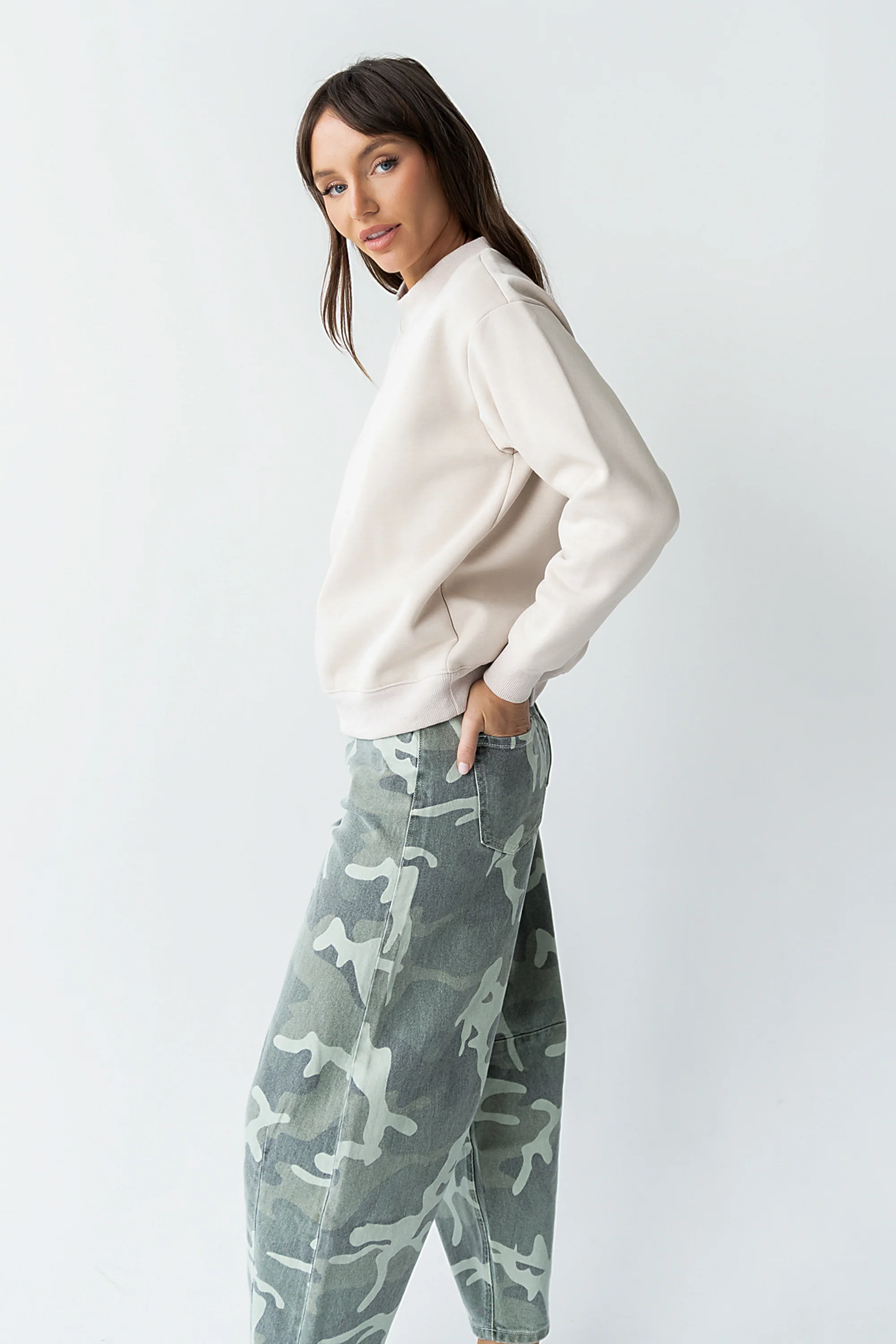 Marie Oversized Sweatshirt in Beige - FINAL SALE - Image 5
