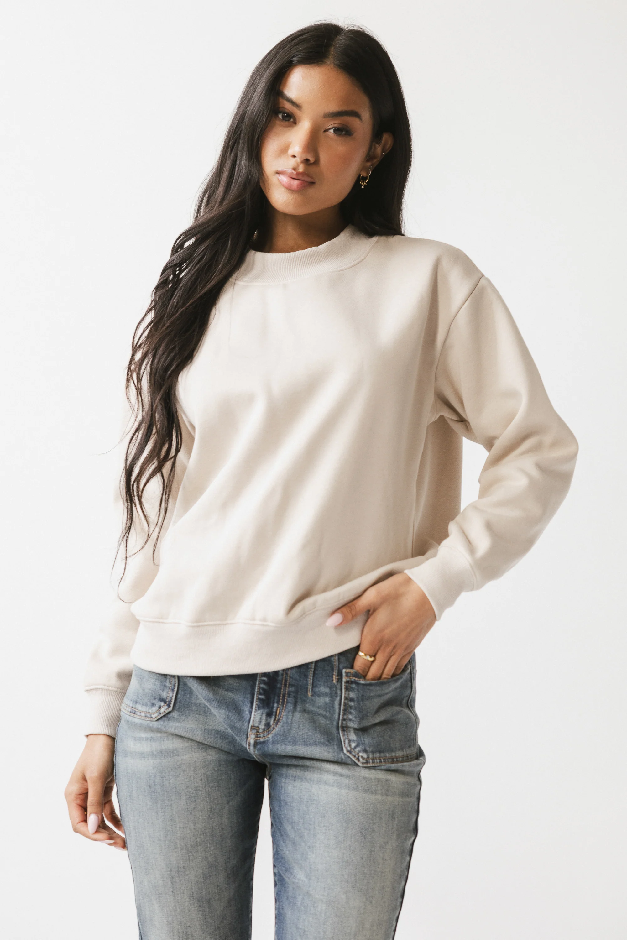 Marie Oversized Sweatshirt in Beige - FINAL SALE - Image 6