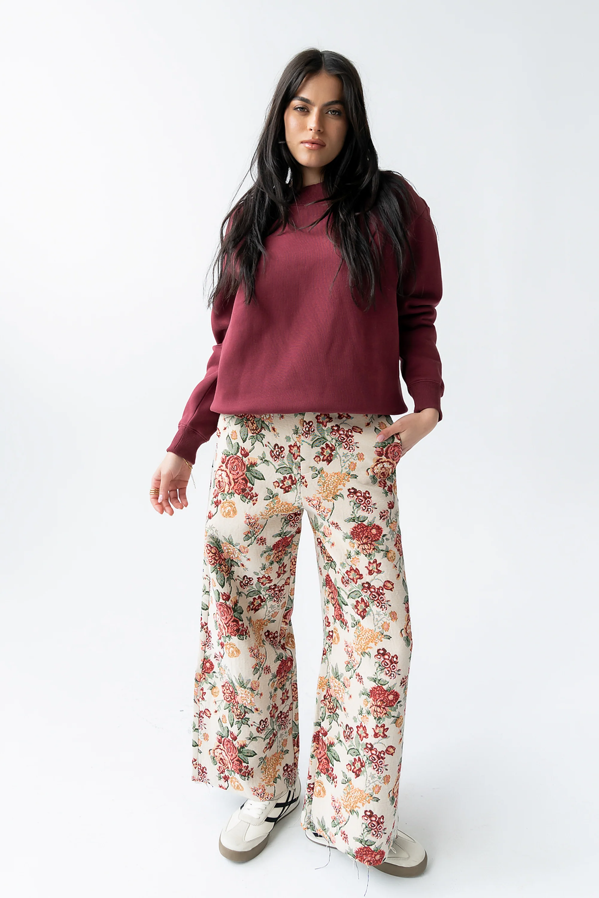 Marie Oversized Sweatshirt in Burgundy - FINAL SALE - Image 3