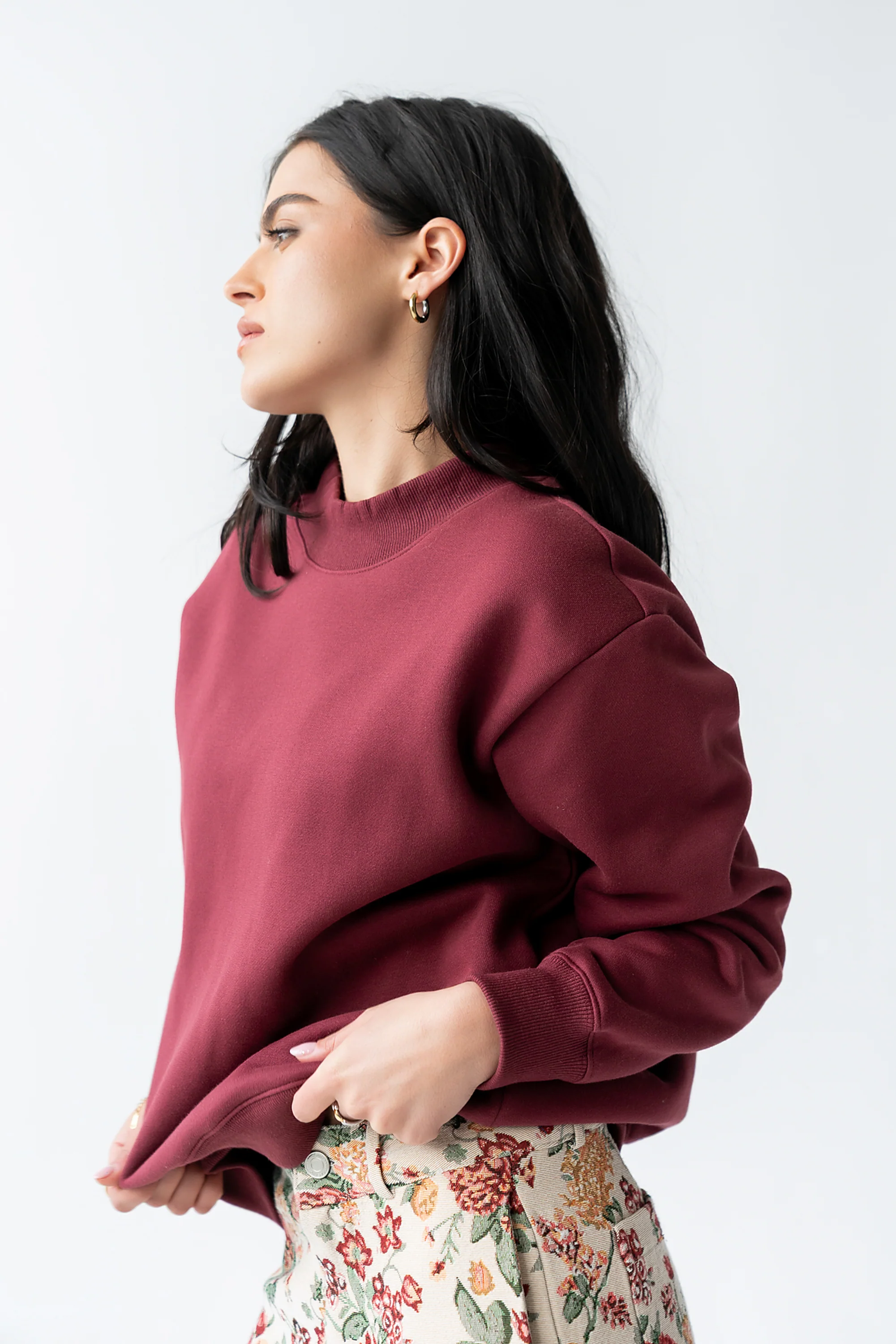 Marie Oversized Sweatshirt in Burgundy - FINAL SALE - Image 4