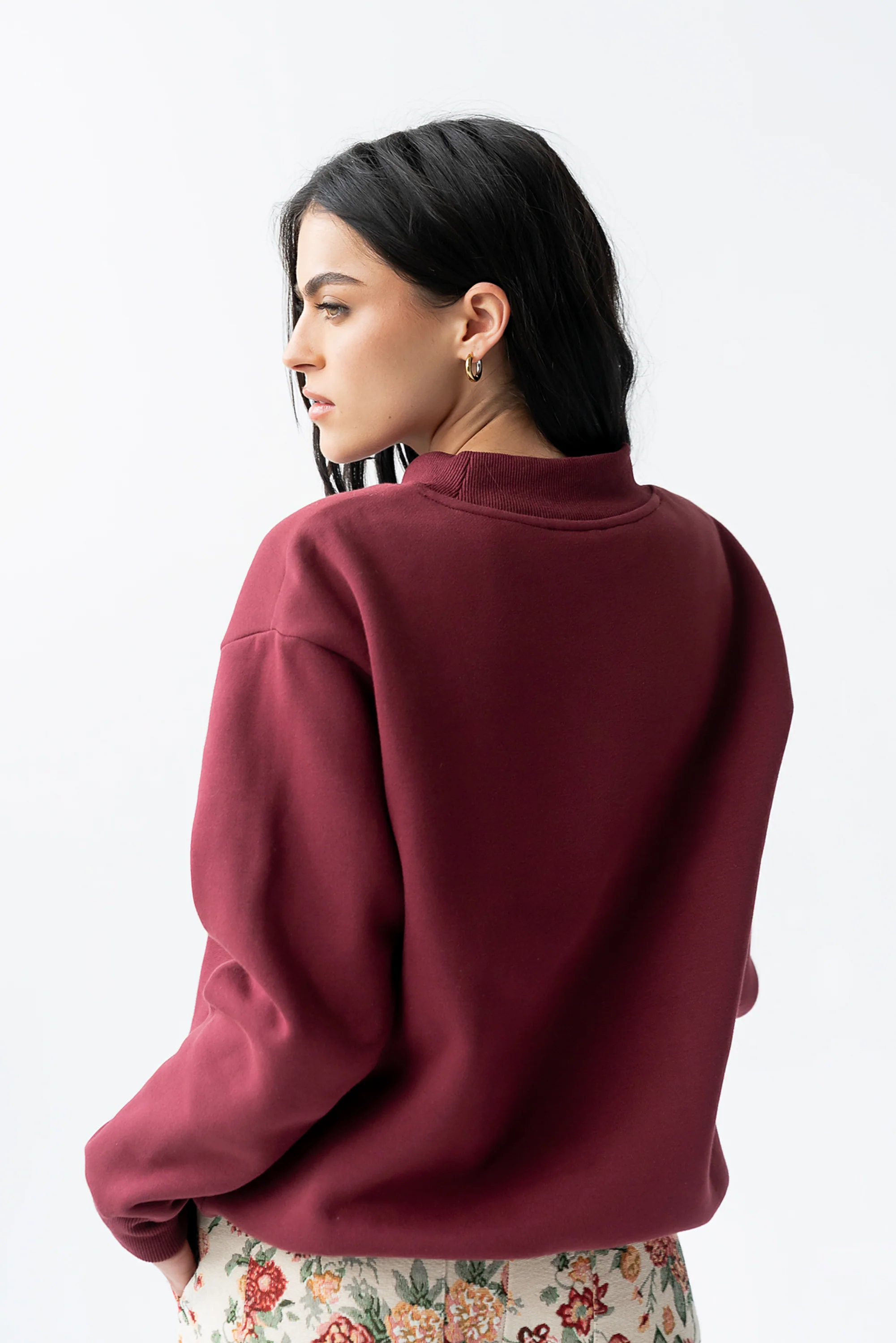 Marie Oversized Sweatshirt in Burgundy - FINAL SALE - Image 5