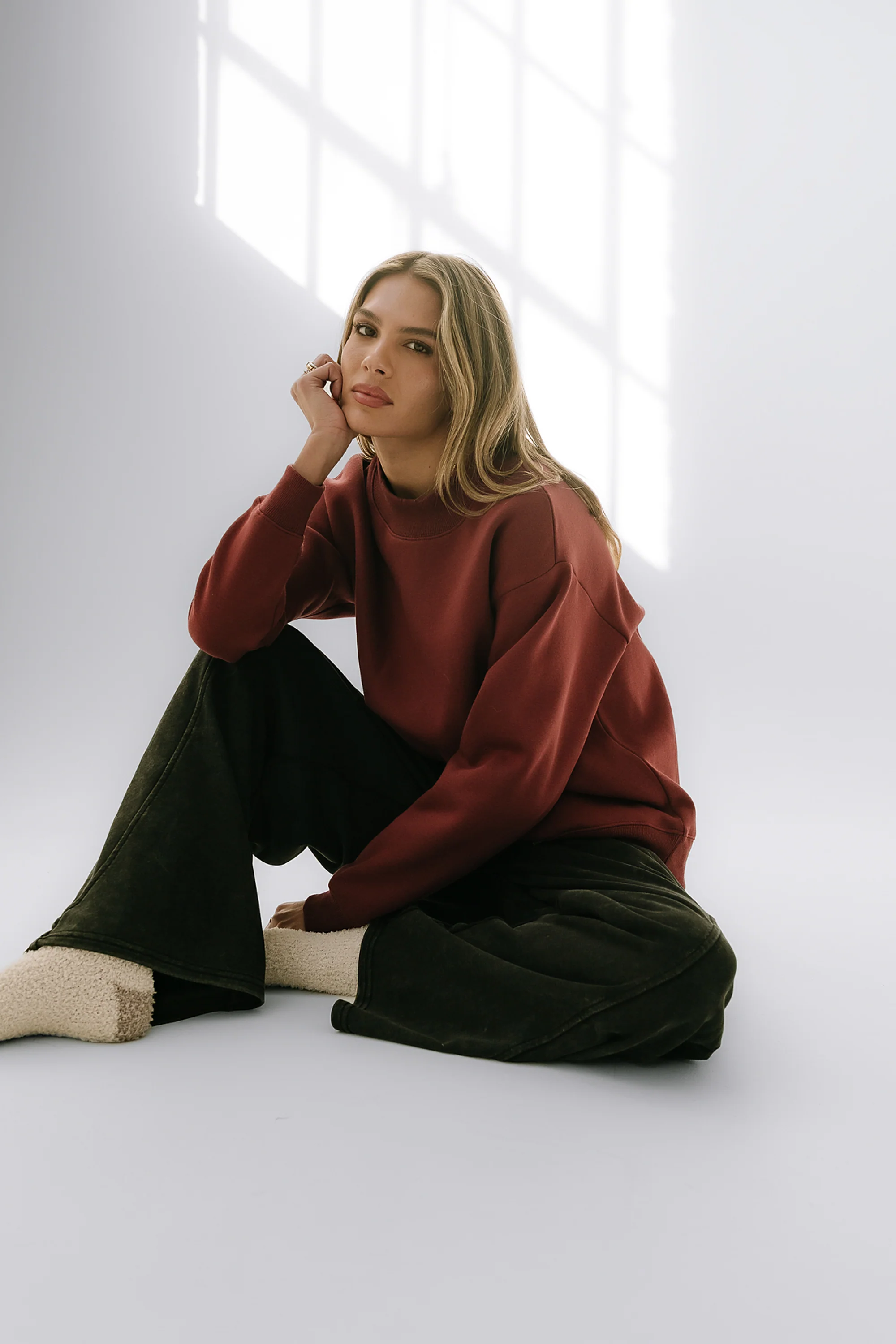 Marie Oversized Sweatshirt in Burgundy - FINAL SALE - Image 7
