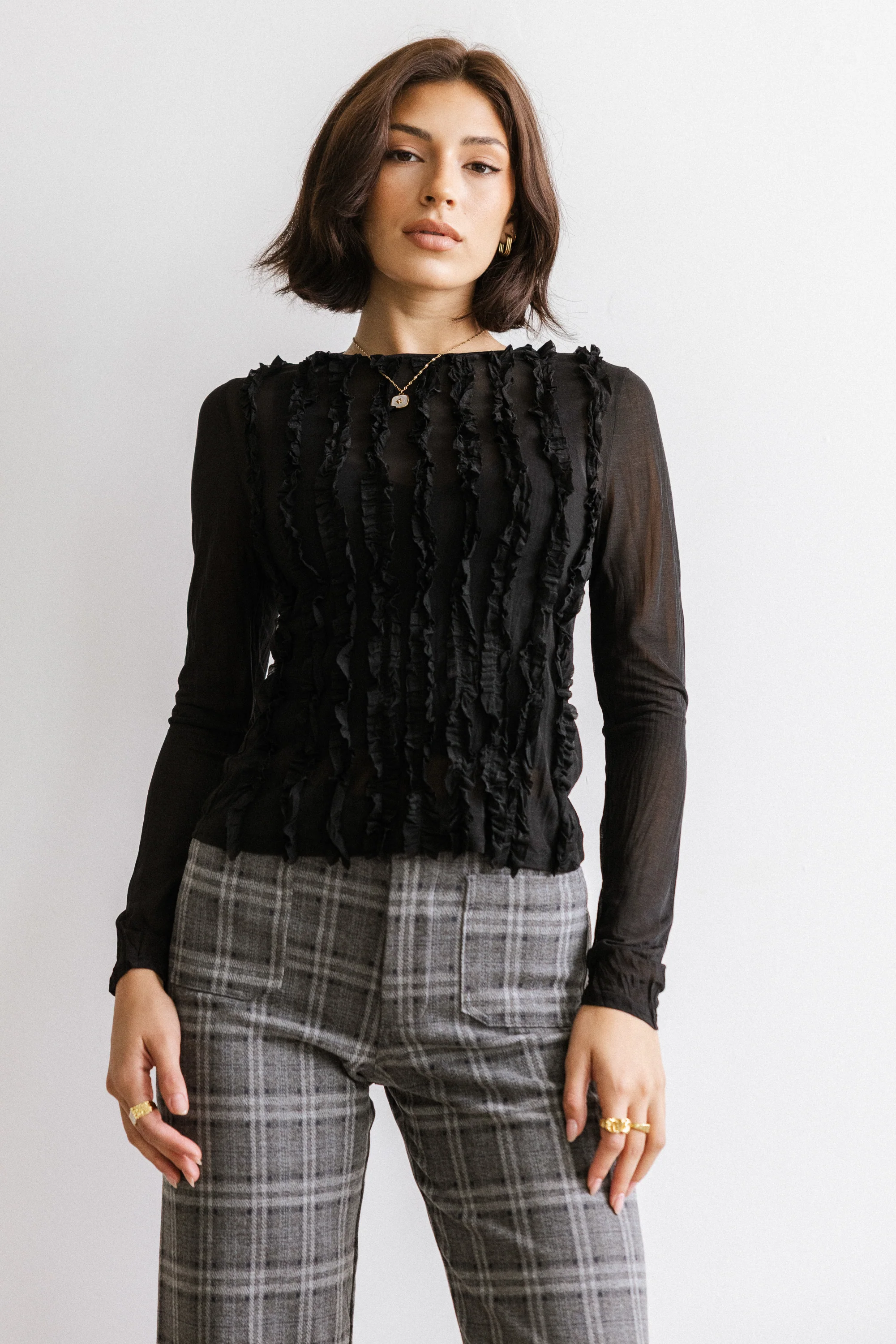 Marie Sheer Top in Black - FINAL SALE - Image 2