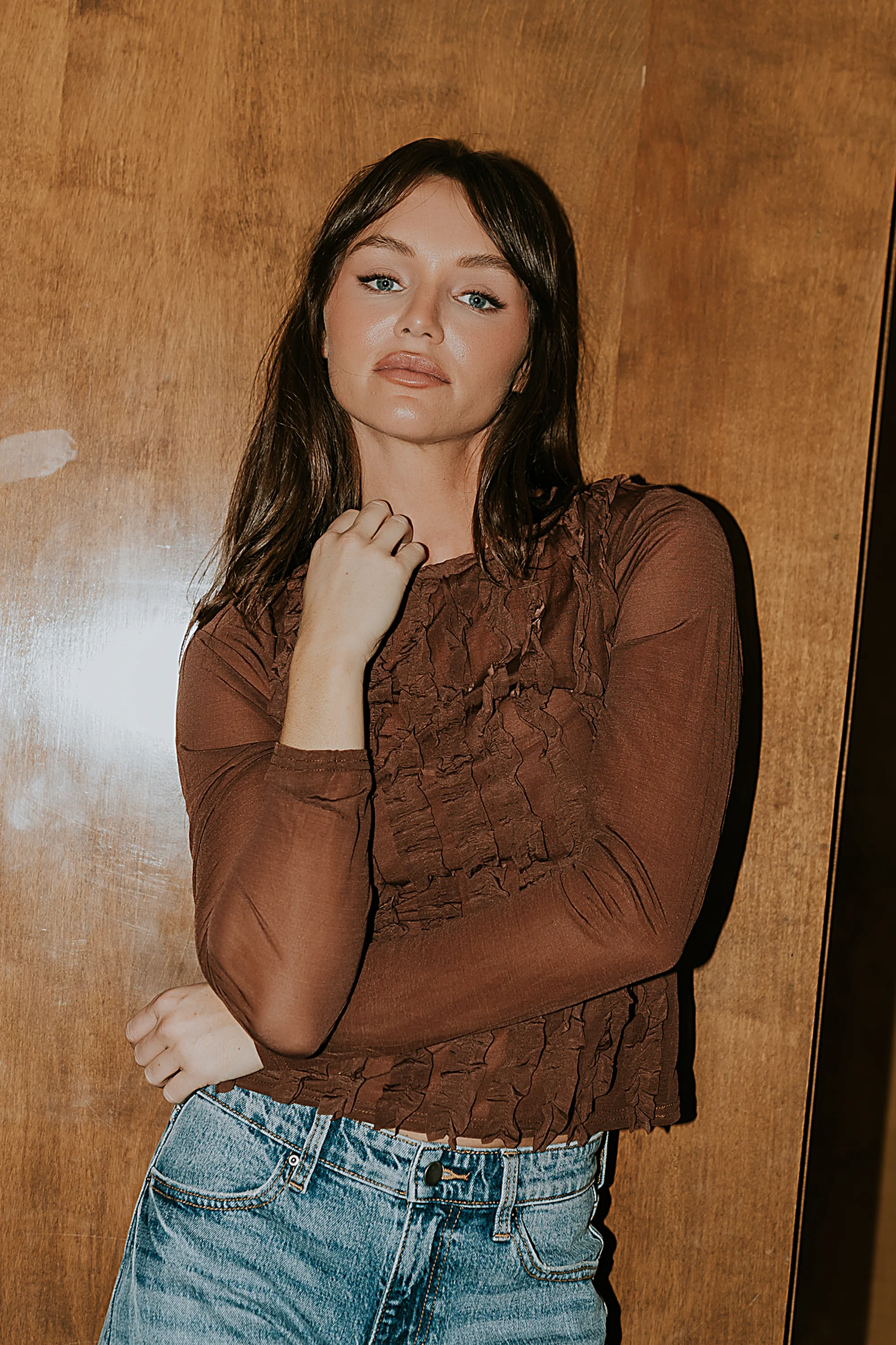 Marie Sheer Top in Brown - FINAL SALE - Image 2