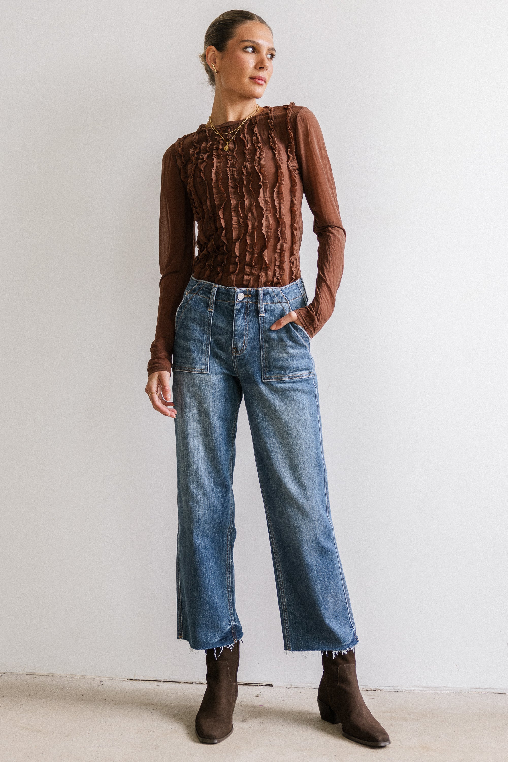 Marie Sheer Top in Brown - FINAL SALE - Image 3