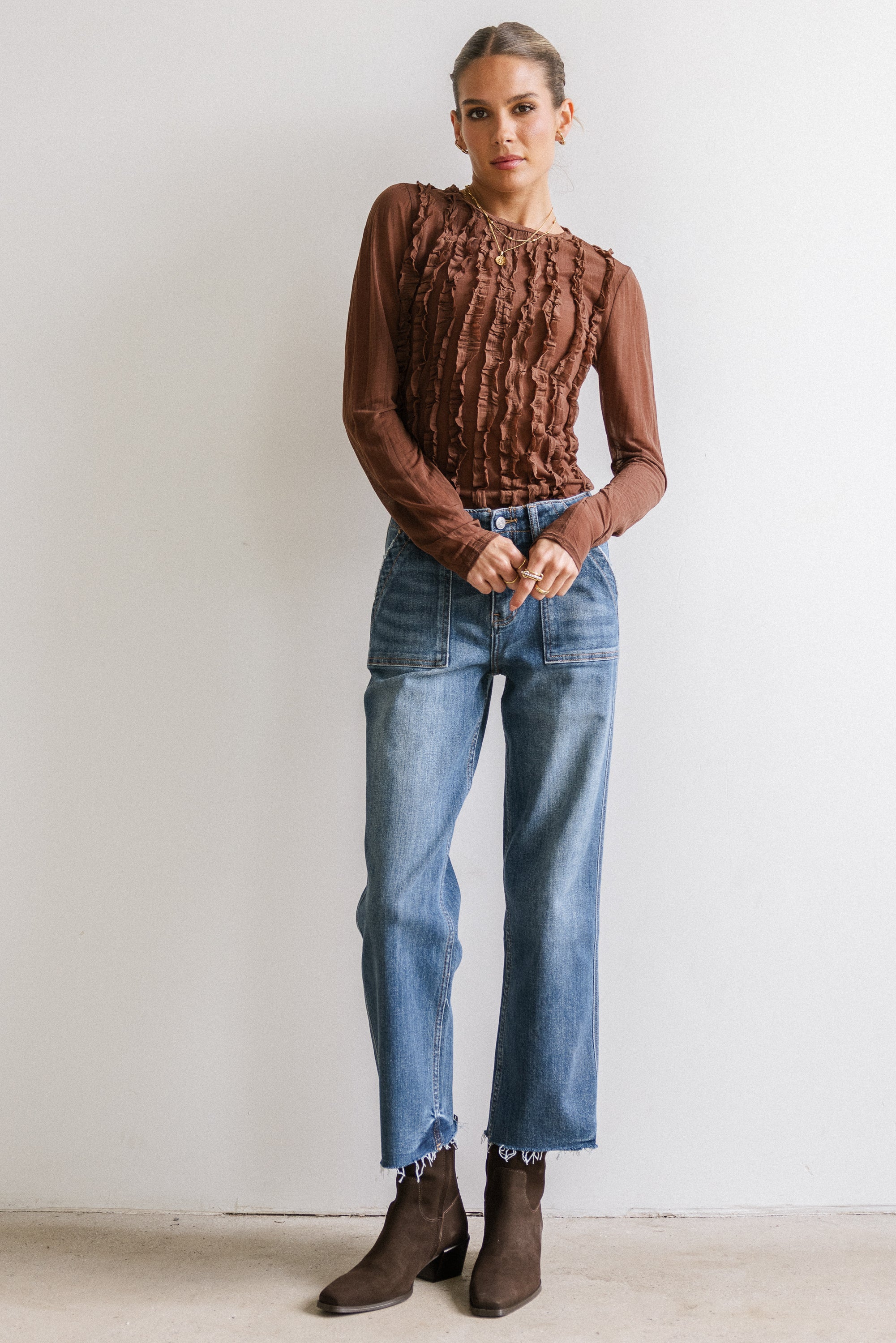 Marie Sheer Top in Brown - FINAL SALE - Image 6