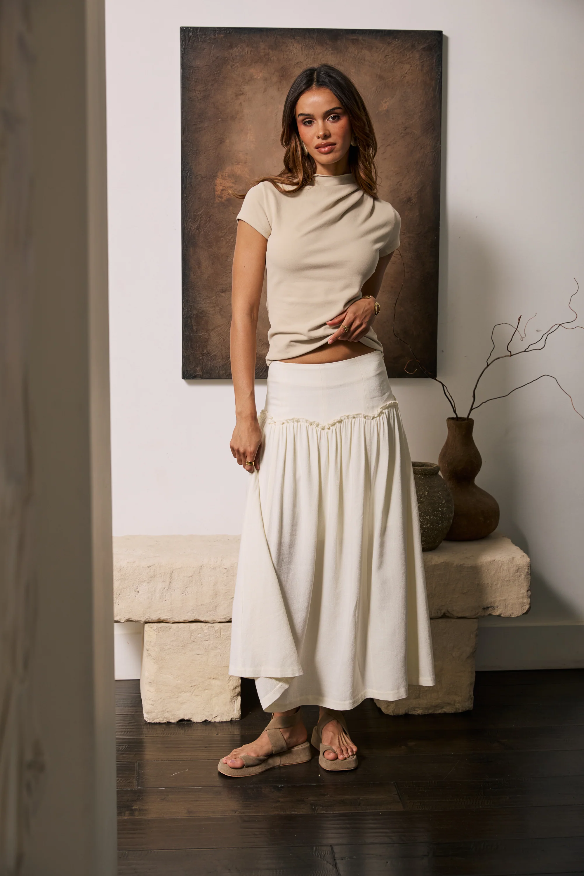 Marilyn Gathered Top in Ecru - Image 3