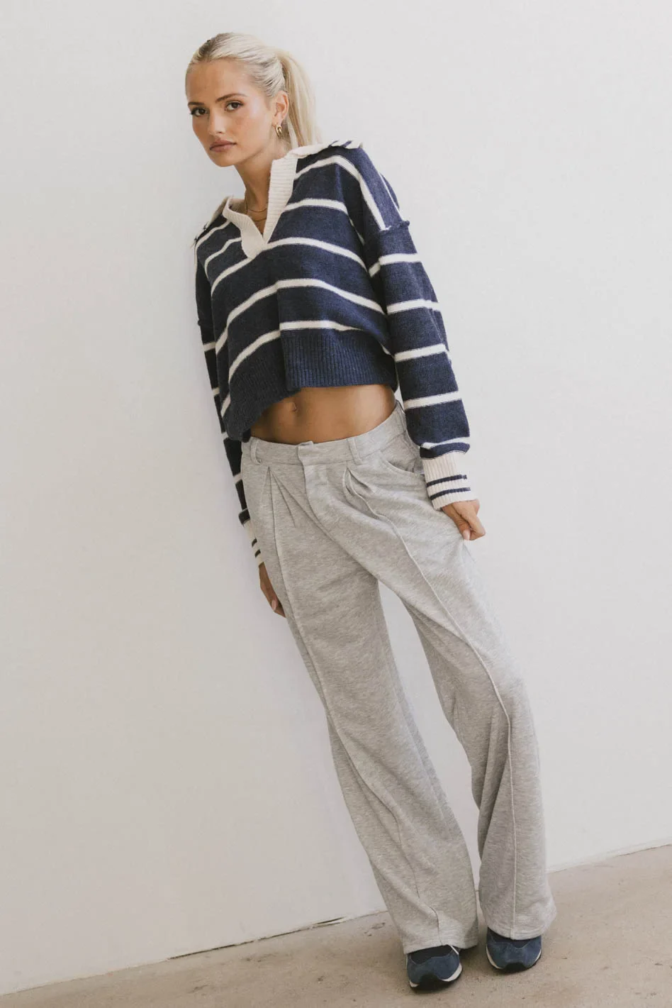 Marina Collared Pullover in Navy - FINAL SALE - Image 3