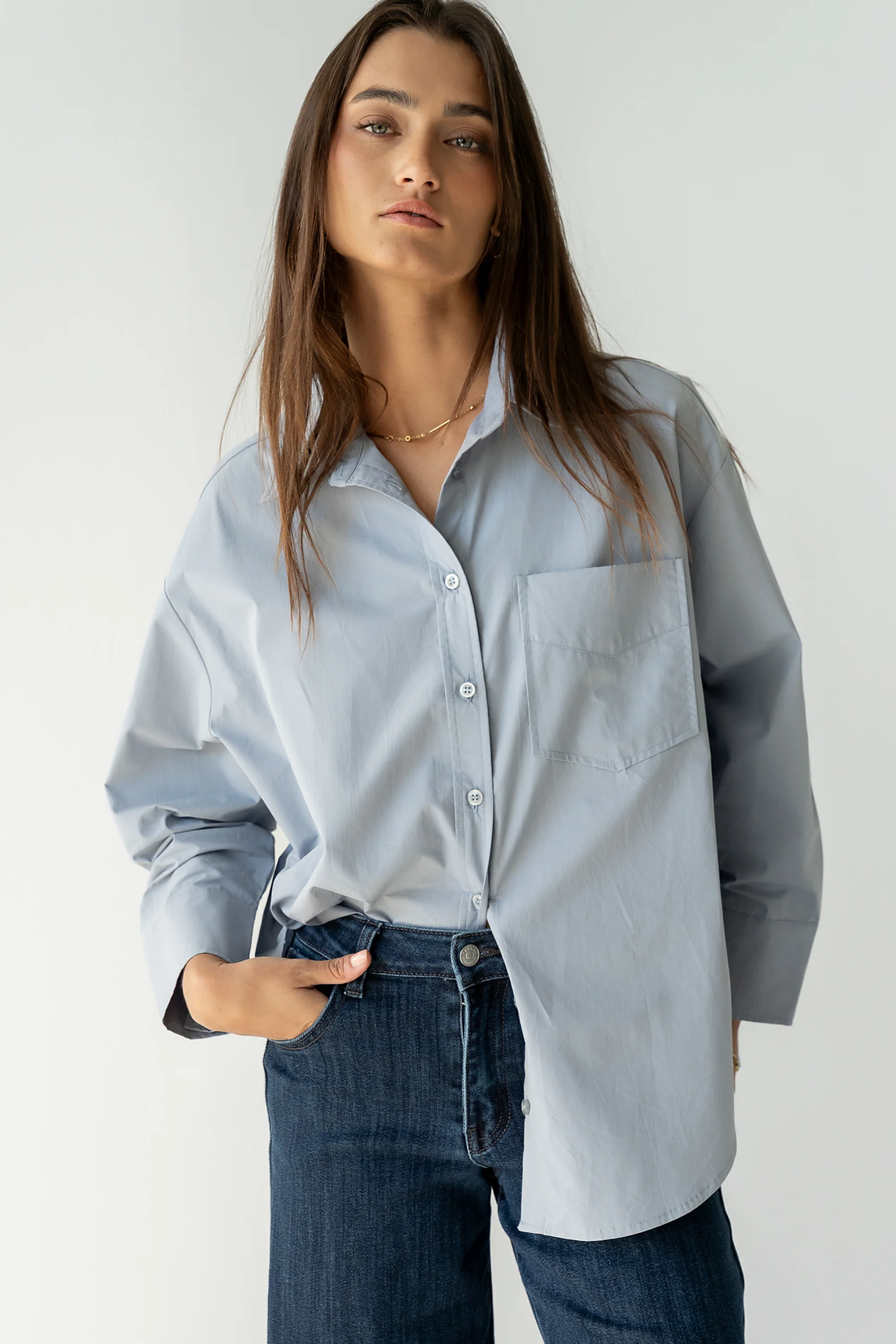 Markell Oversized Button Up in Blue - Image 2