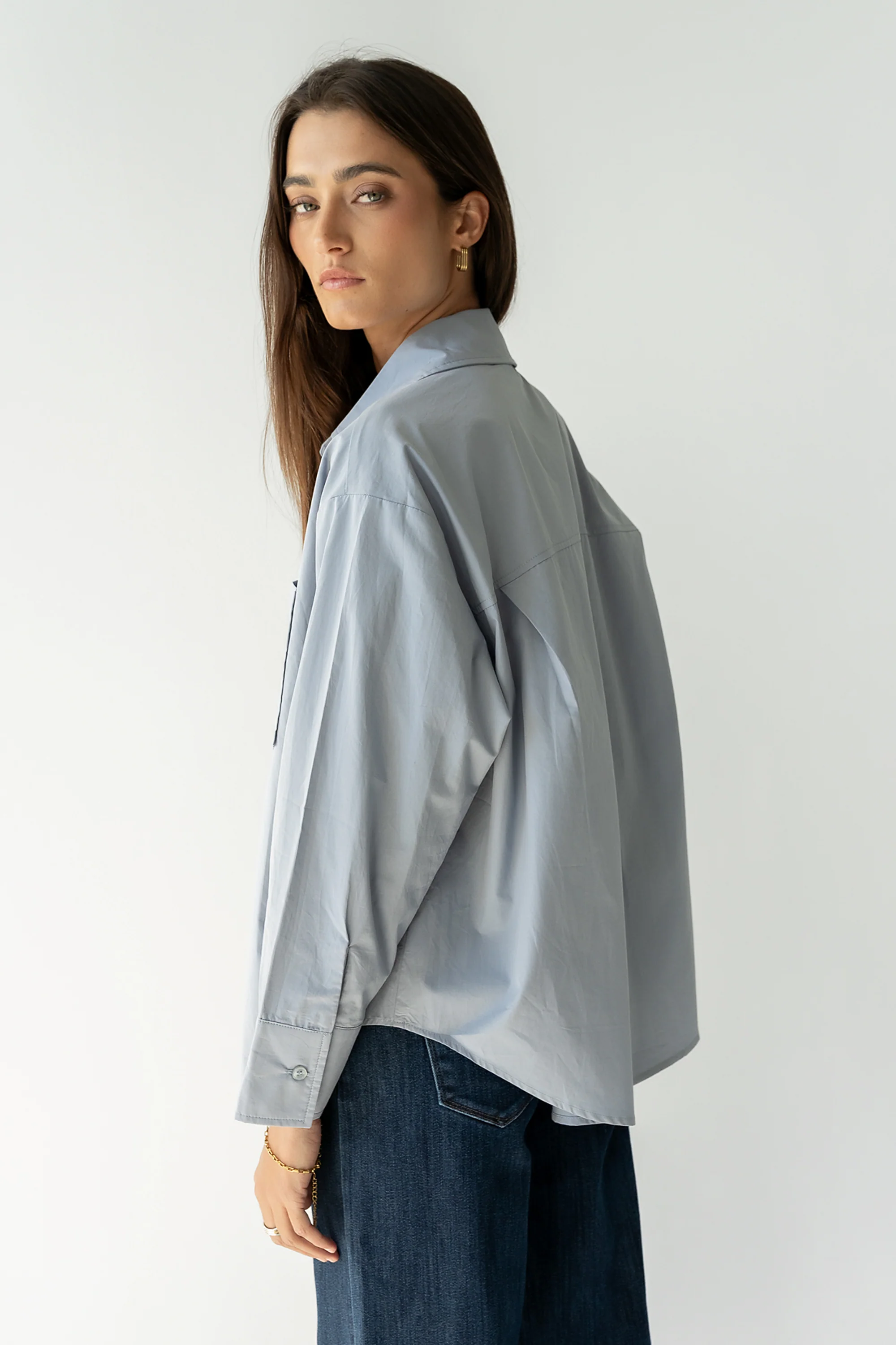 Markell Oversized Button Up in Blue - Image 3