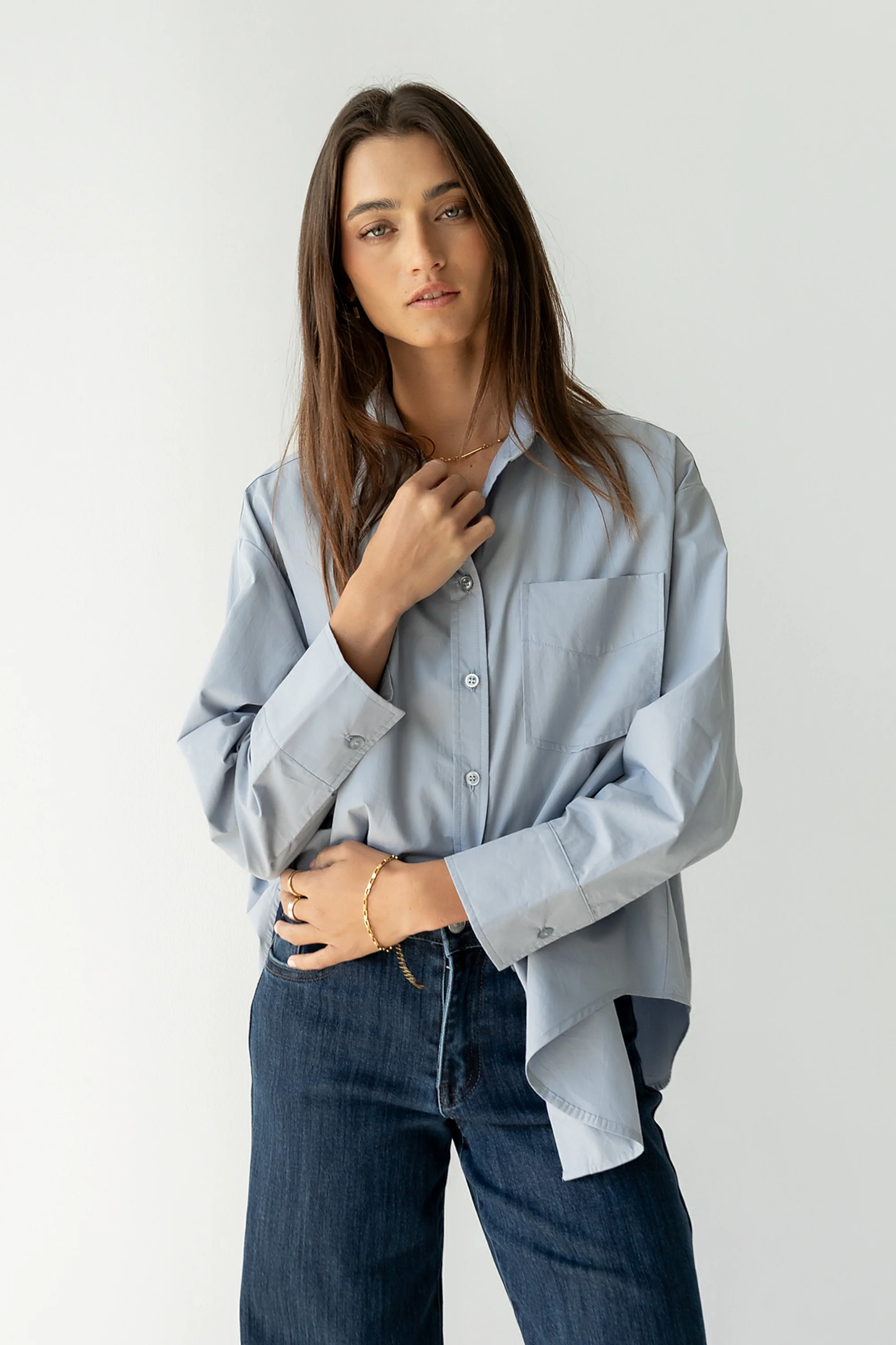 Markell Oversized Button Up in Blue - Image 4