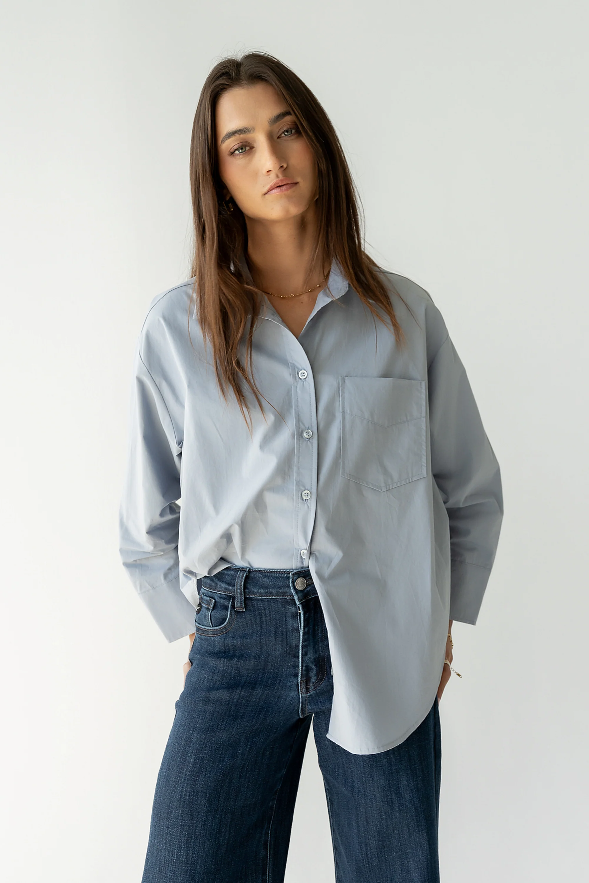Markell Oversized Button Up in Blue - Image 5