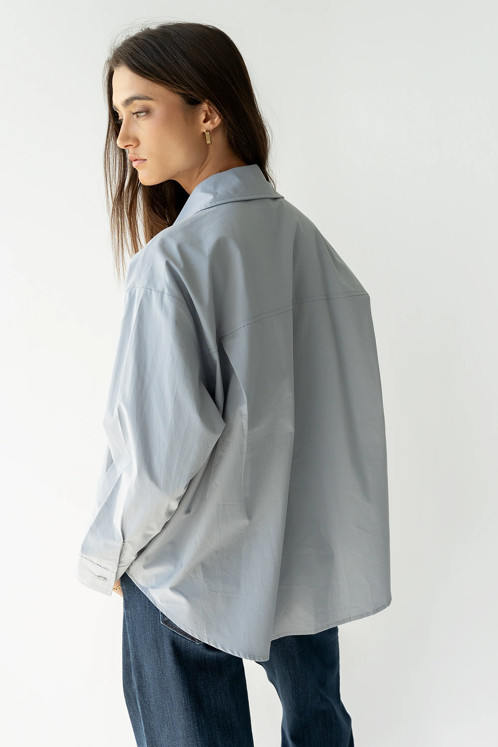 Markell Oversized Button Up in Blue - Image 6