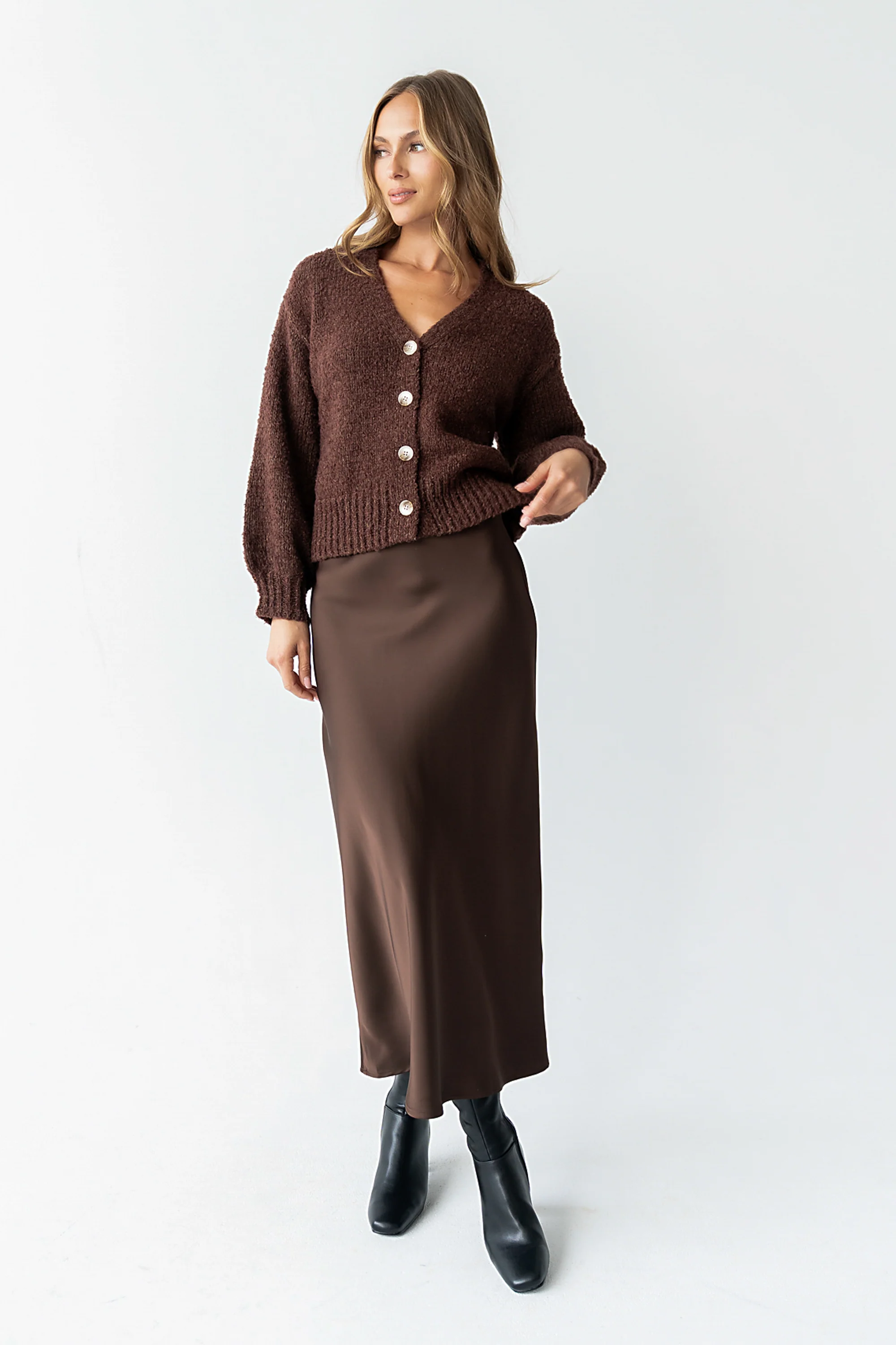 Markie Knit Cardigan in Brown - Image 2