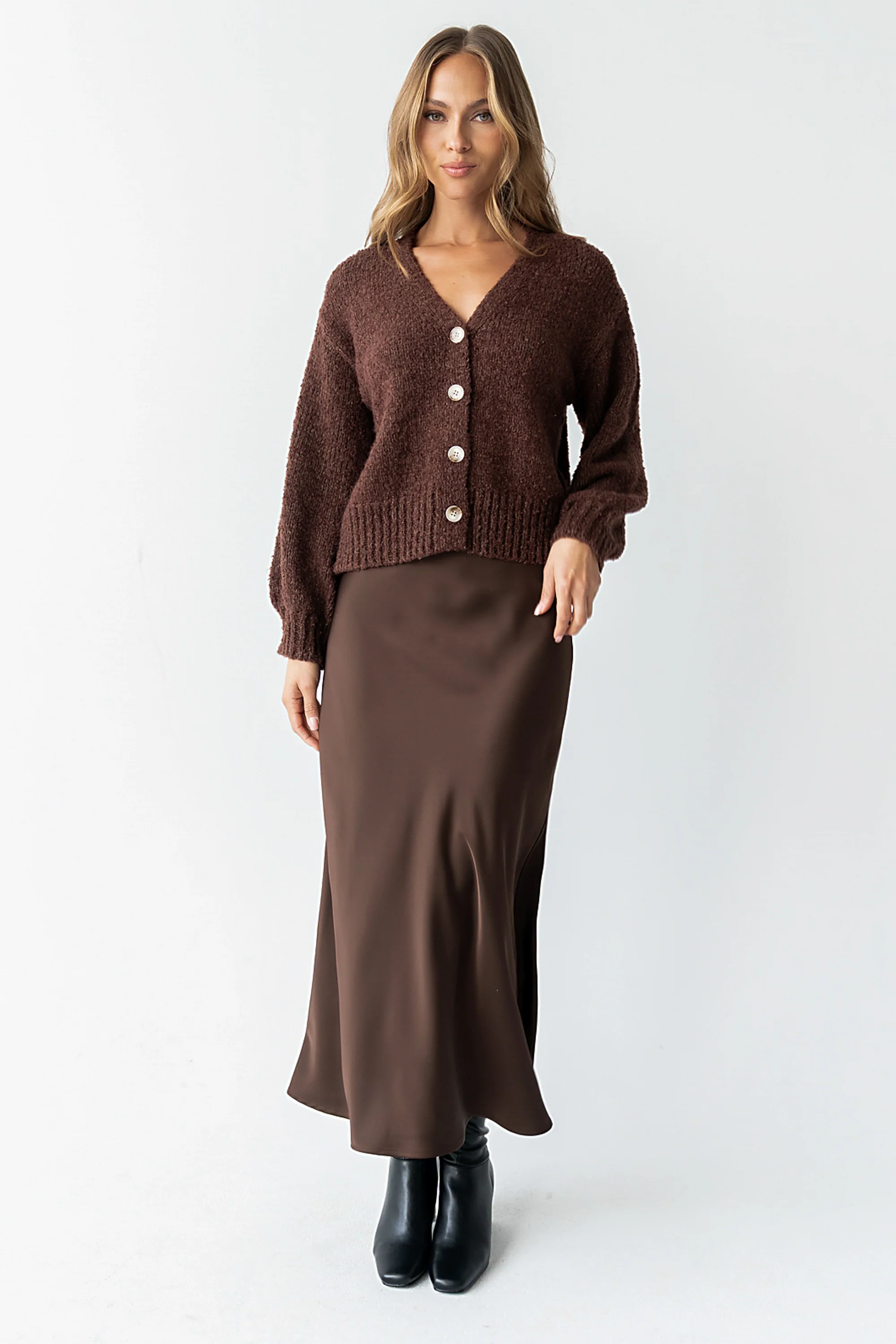 Markie Knit Cardigan in Brown - Image 6