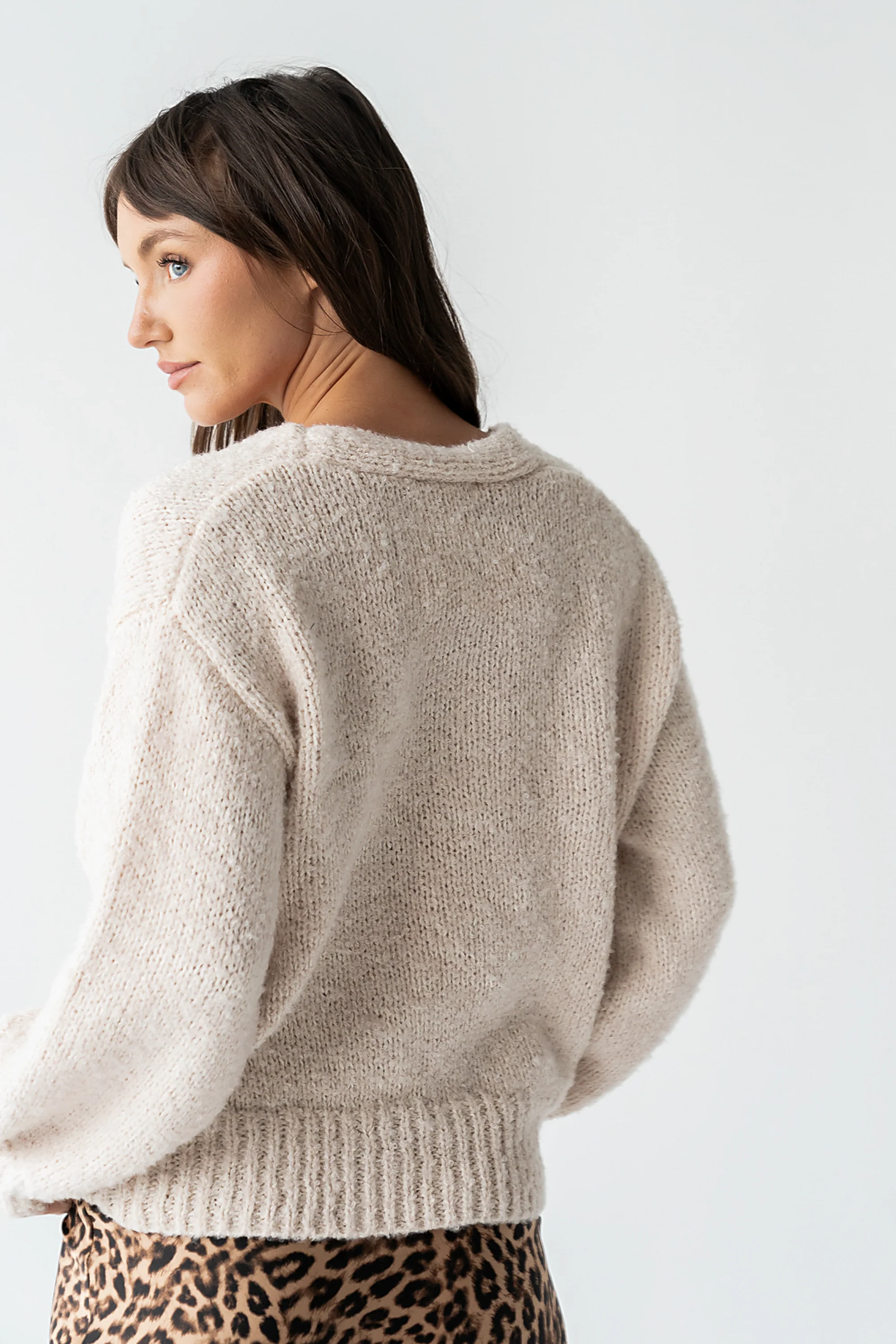 Markie Knit Cardigan in Cream - Image 3