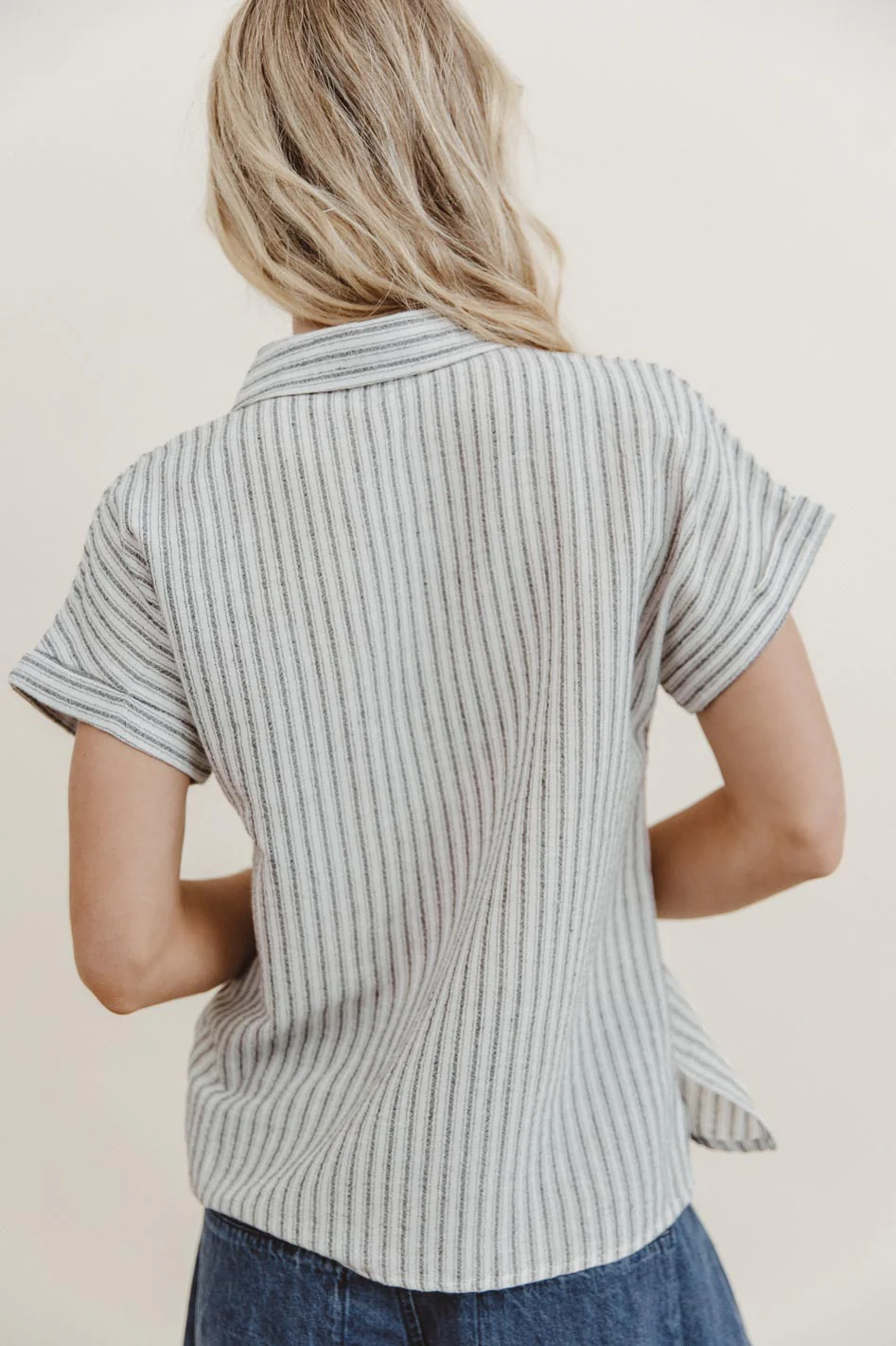 Markie Striped Button Up in Black - FINAL SALE - Image 2