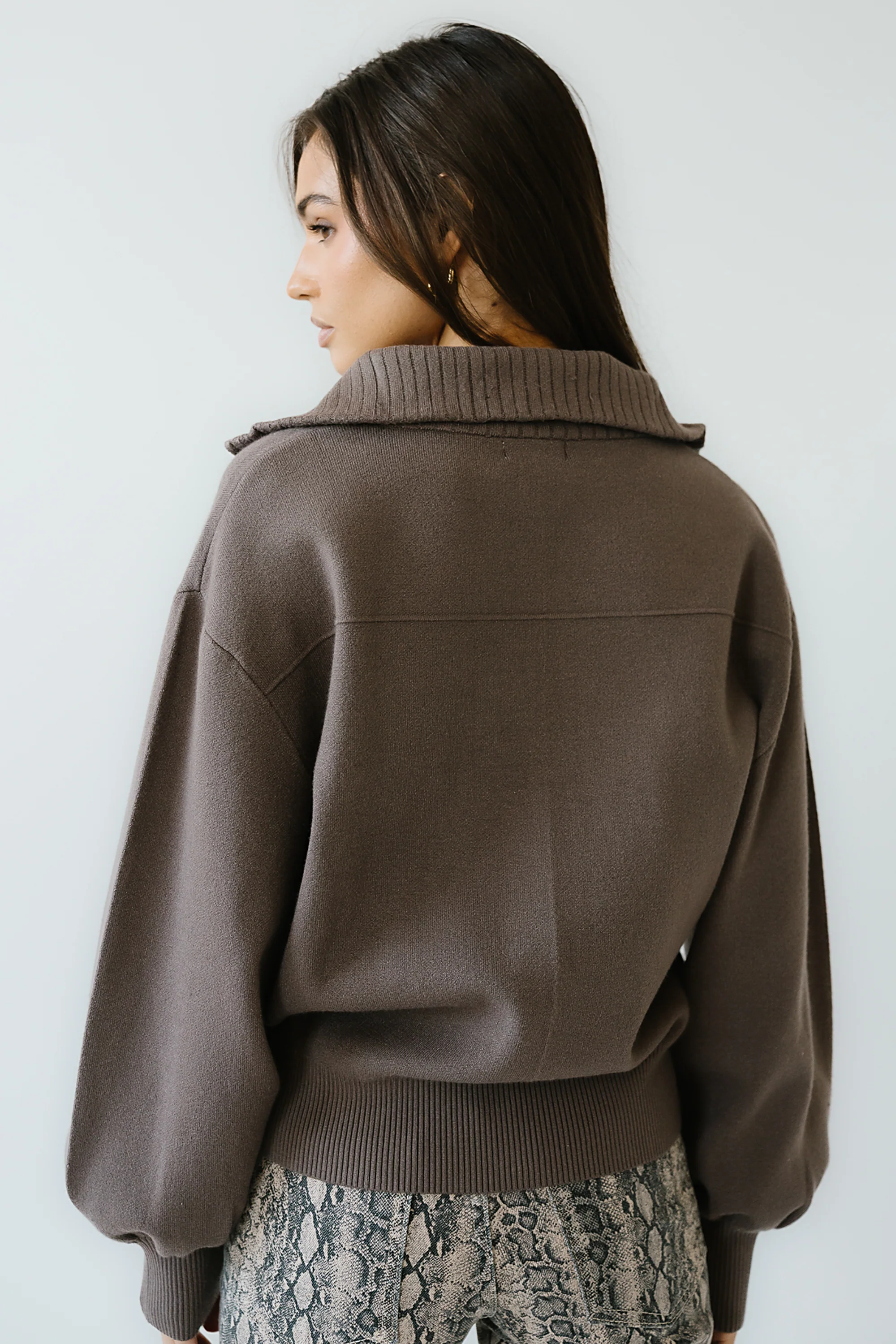 Markus Knit Bomber Jacket in Mocha - FINAL SALE - Image 3